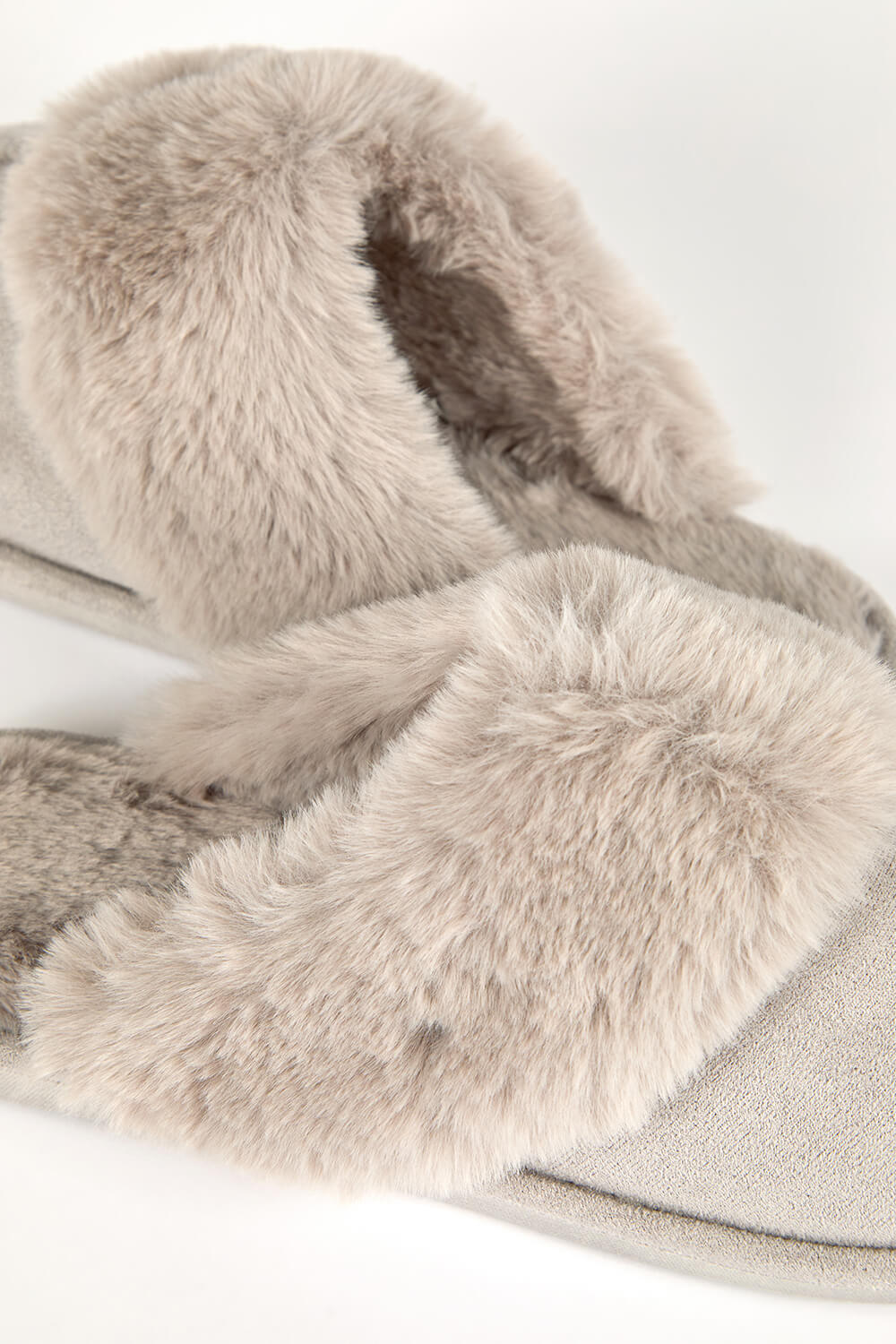 Grey Faux Fur Slipper main image 1