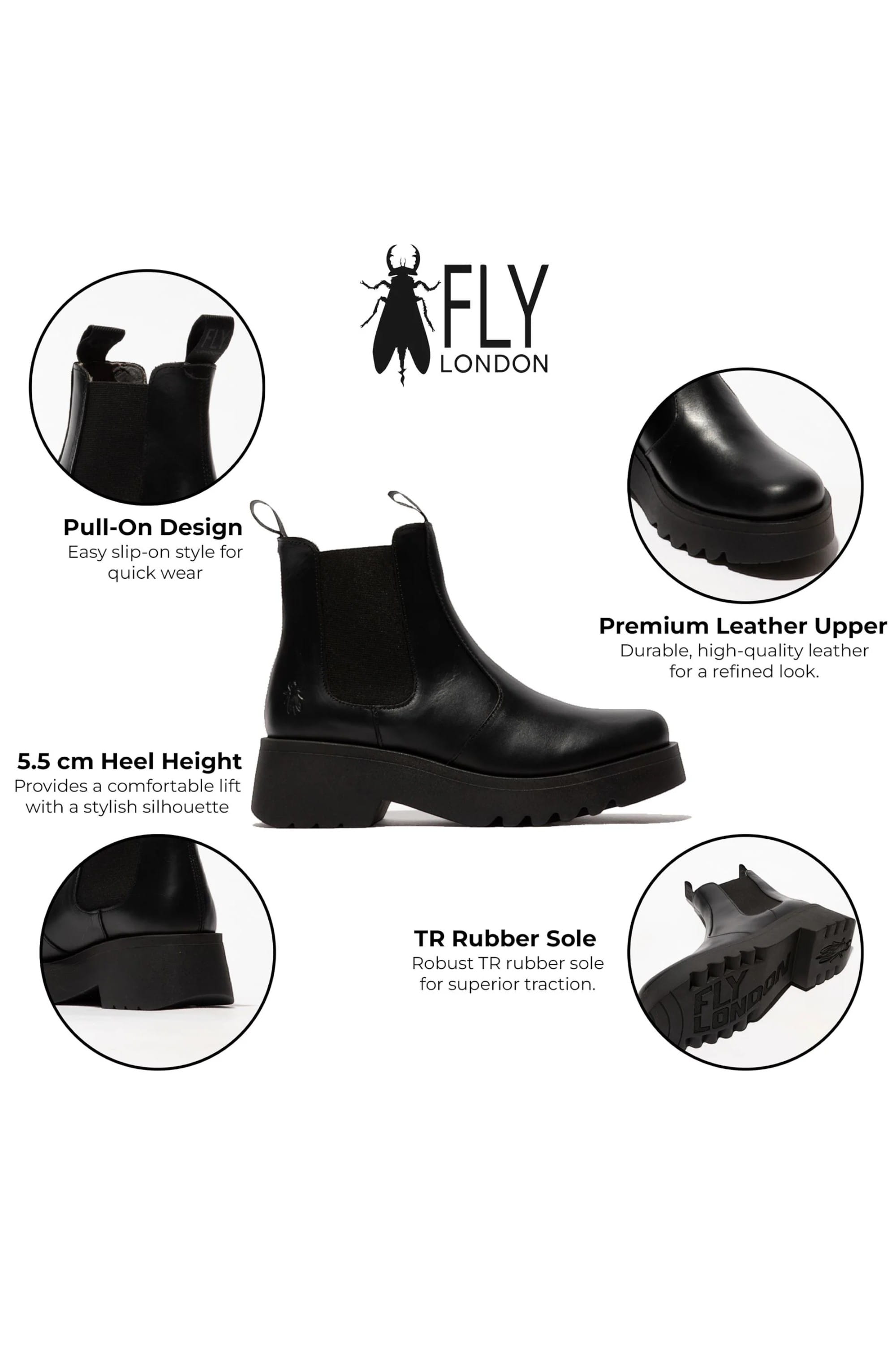Black Womens Soft Chelsea Ankle Boots-MEDI789, Image 3 of 5