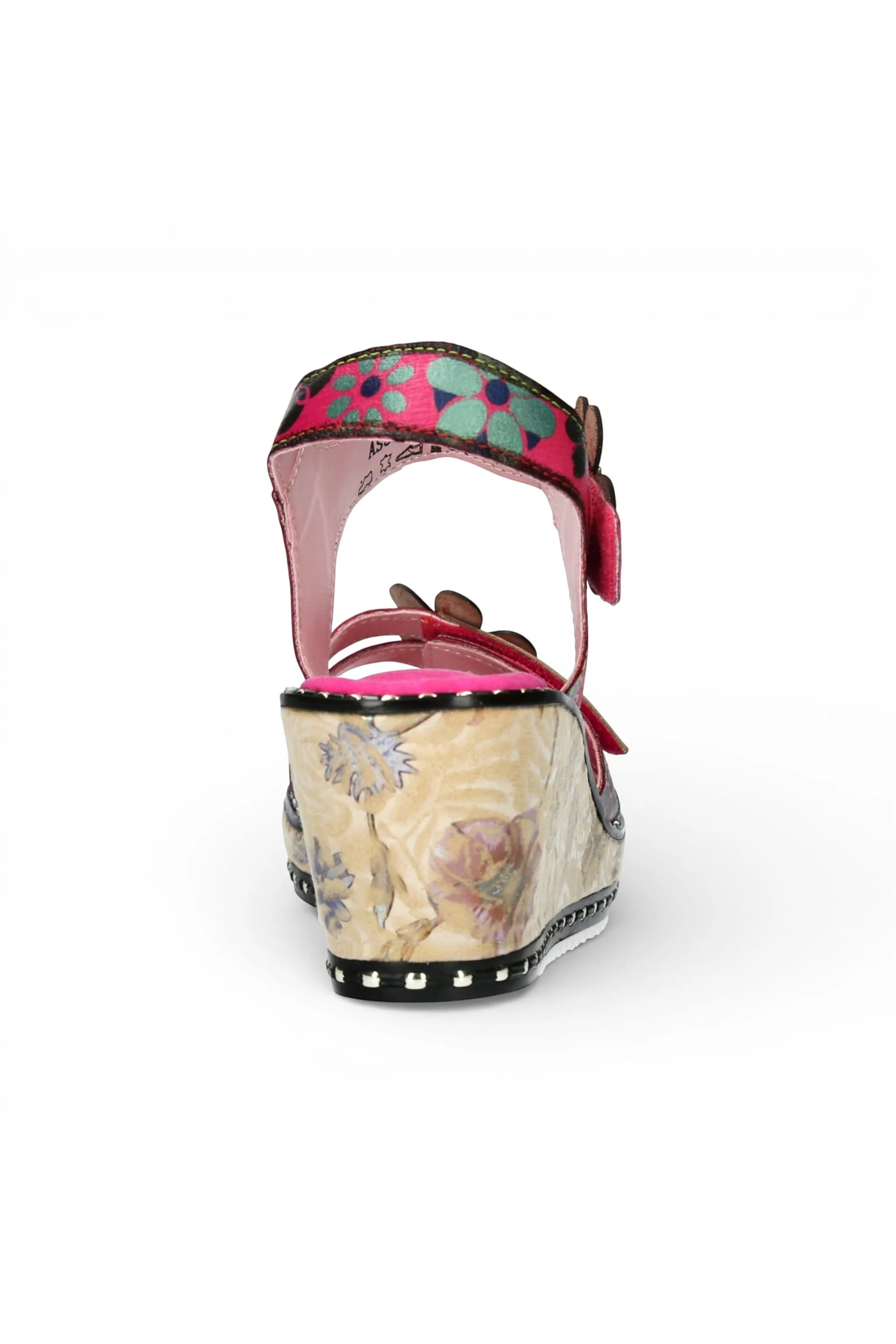 Pink Womens Floral Wedge Espadrille-BALLON-08, Image 6 of 7