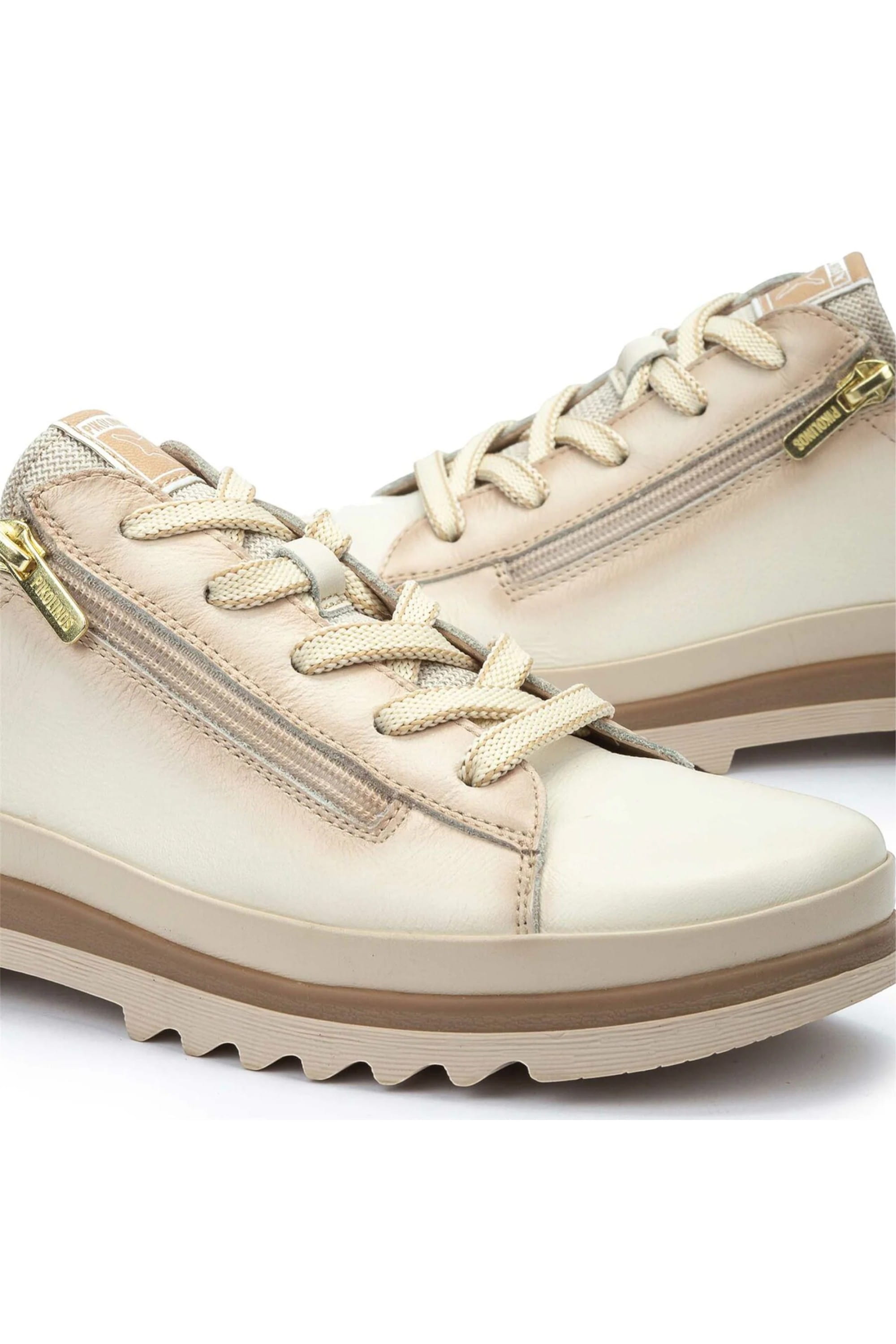 White Womens Laces Zipper Trainers -W3W-6979C1, Image 7 of 8