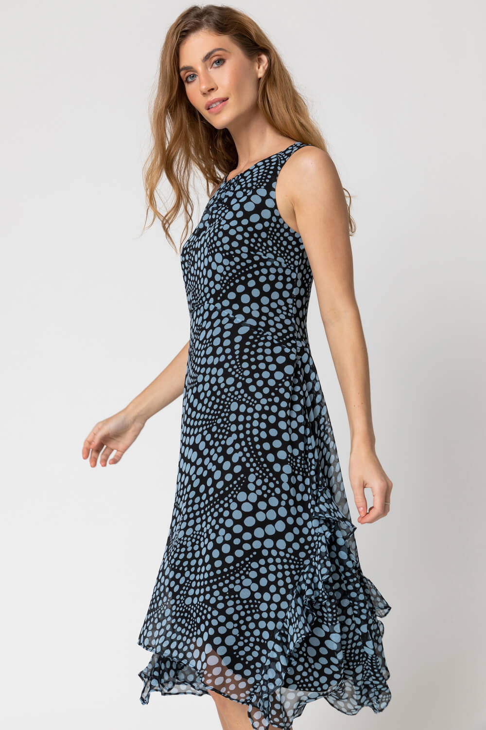 blue denim dress for women Sassafras Women Blue Denim V-Neck Below Knee Dress S / Blue