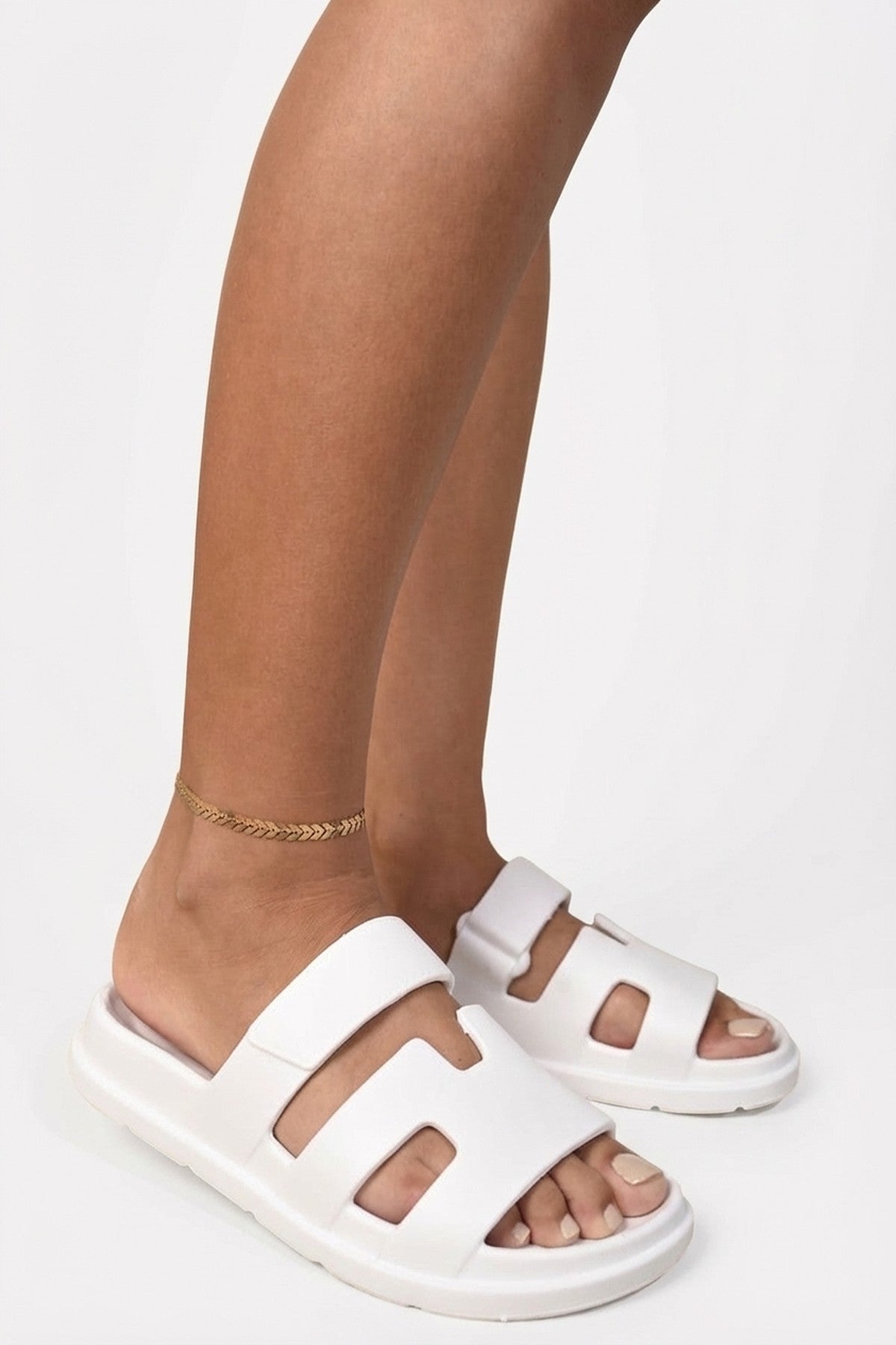 White Lucille Cut Out Open Toe Strappy Sandals, Image 3 of 8