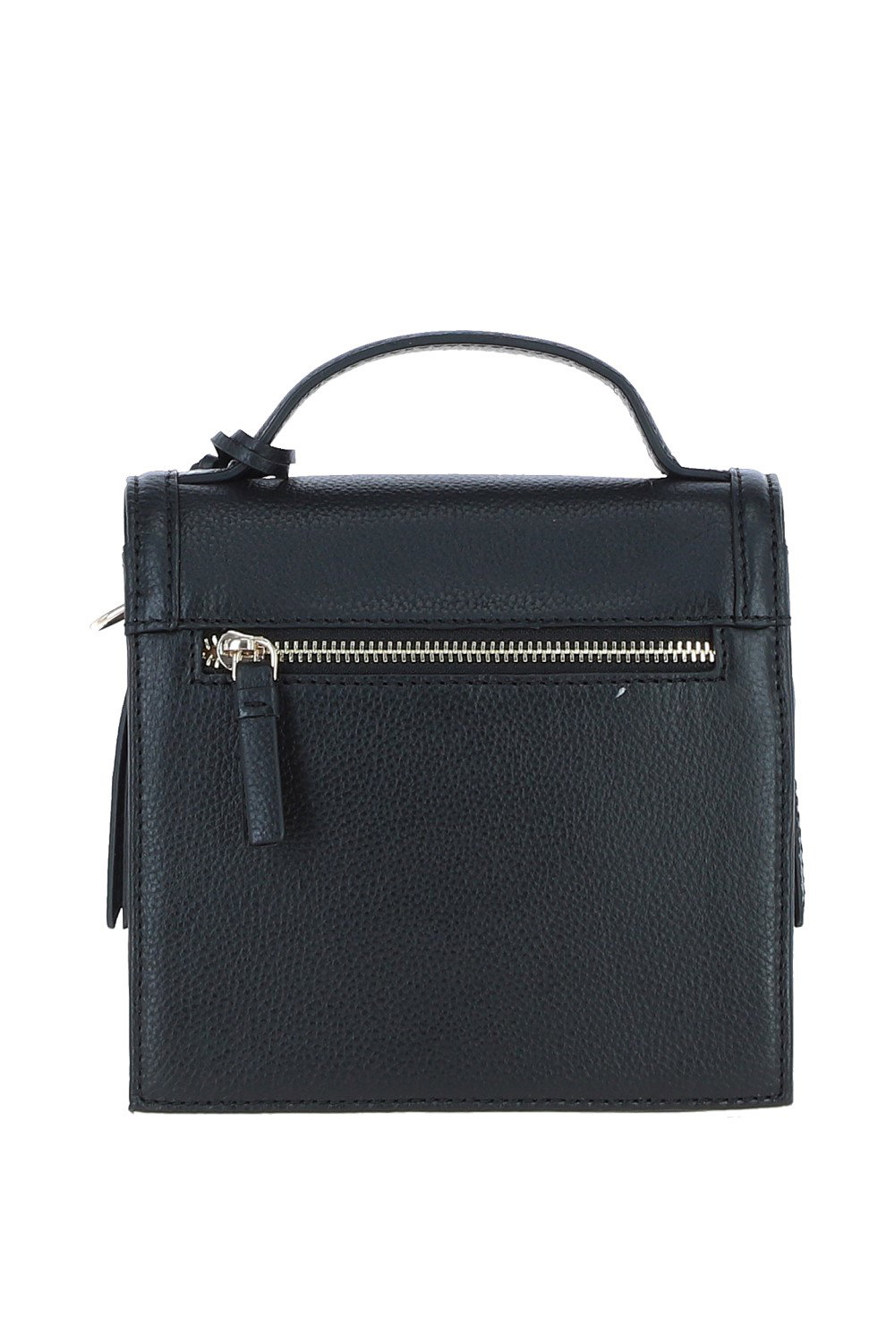 Black Ashwood Leather Black Compact Handbag With Detachable Crossbody Strap, Image 3 of 4