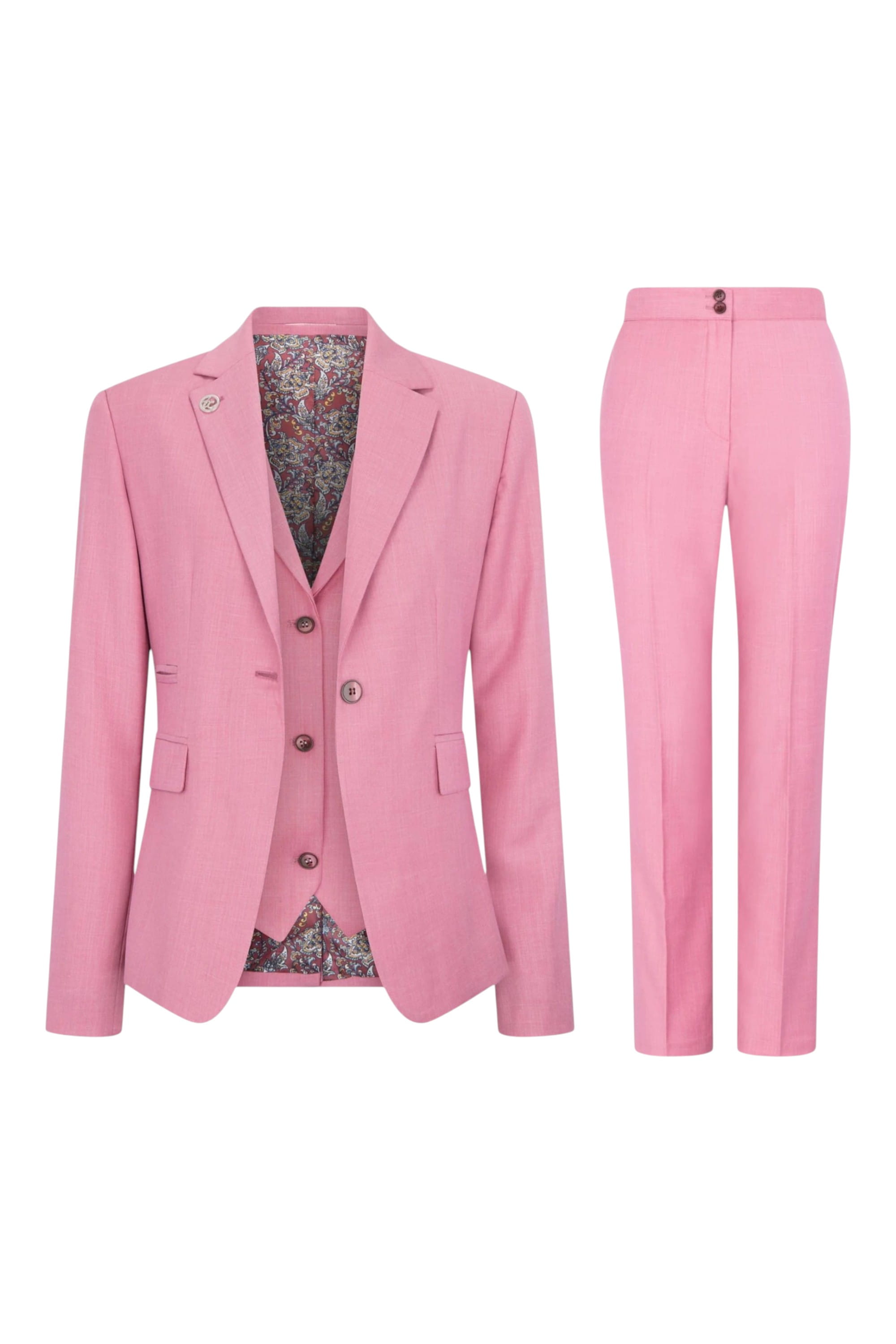 Pink Infinity Leather Pink Womens 3 Piece Plain Pink Formal Office Suit, Image 1 of 8