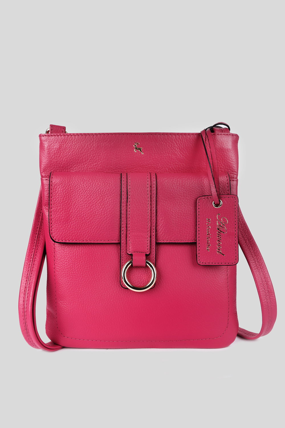 Raspberry 'Heaven' Real Leather Cross Body Bag, Image 1 of 5