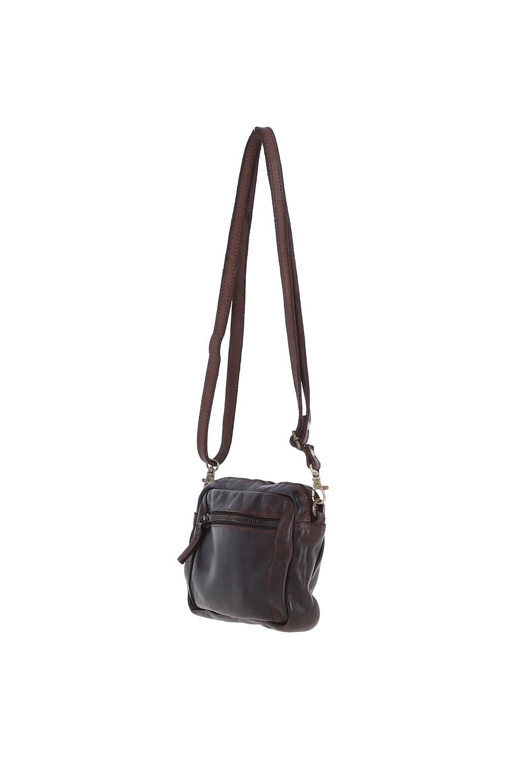 Dark Brown Real Leather Vintage Cross Body Bag, Image 3 of 5
