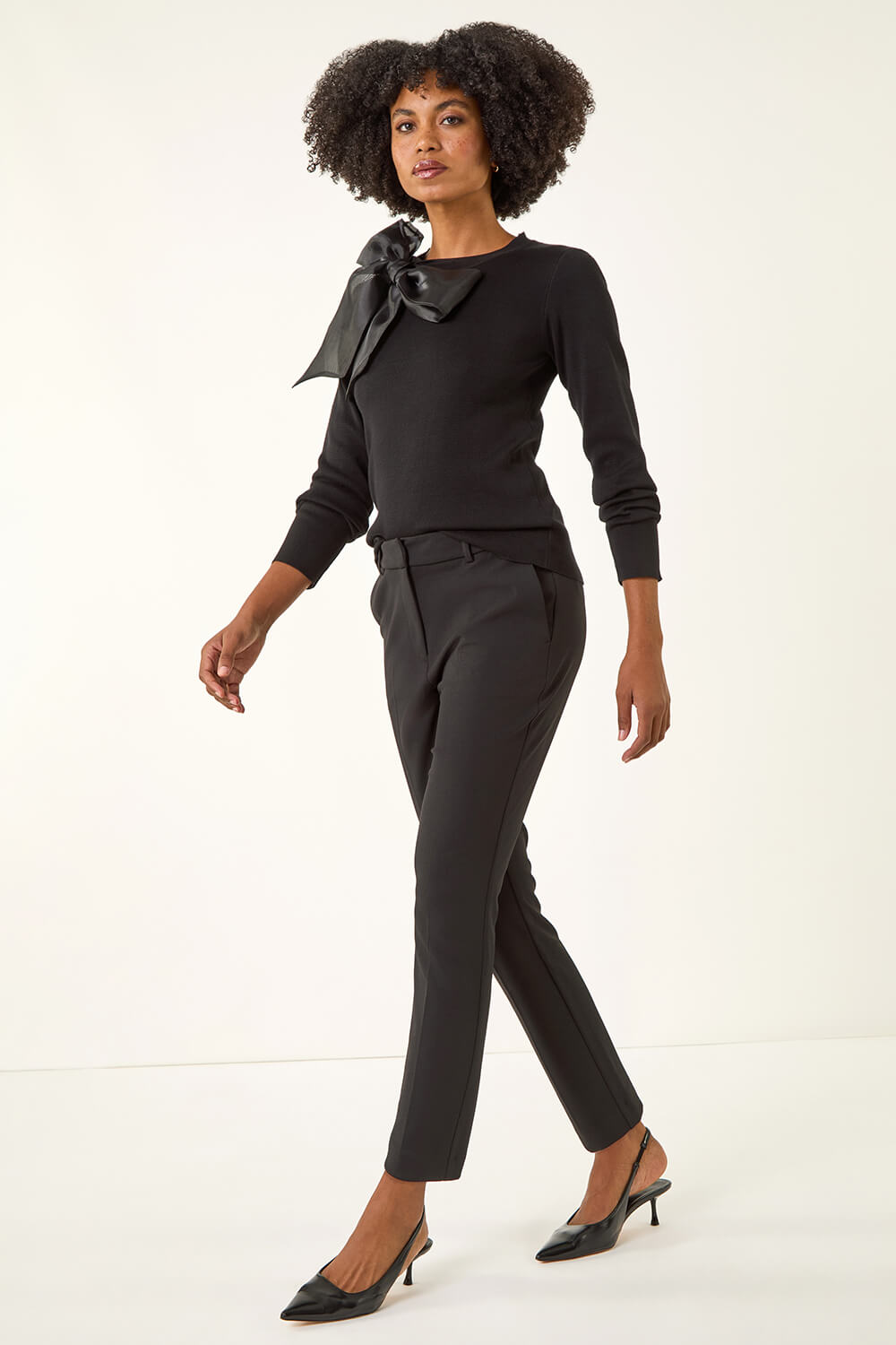 Black Tapered Leg Smart Trouser, Image 3 of 5