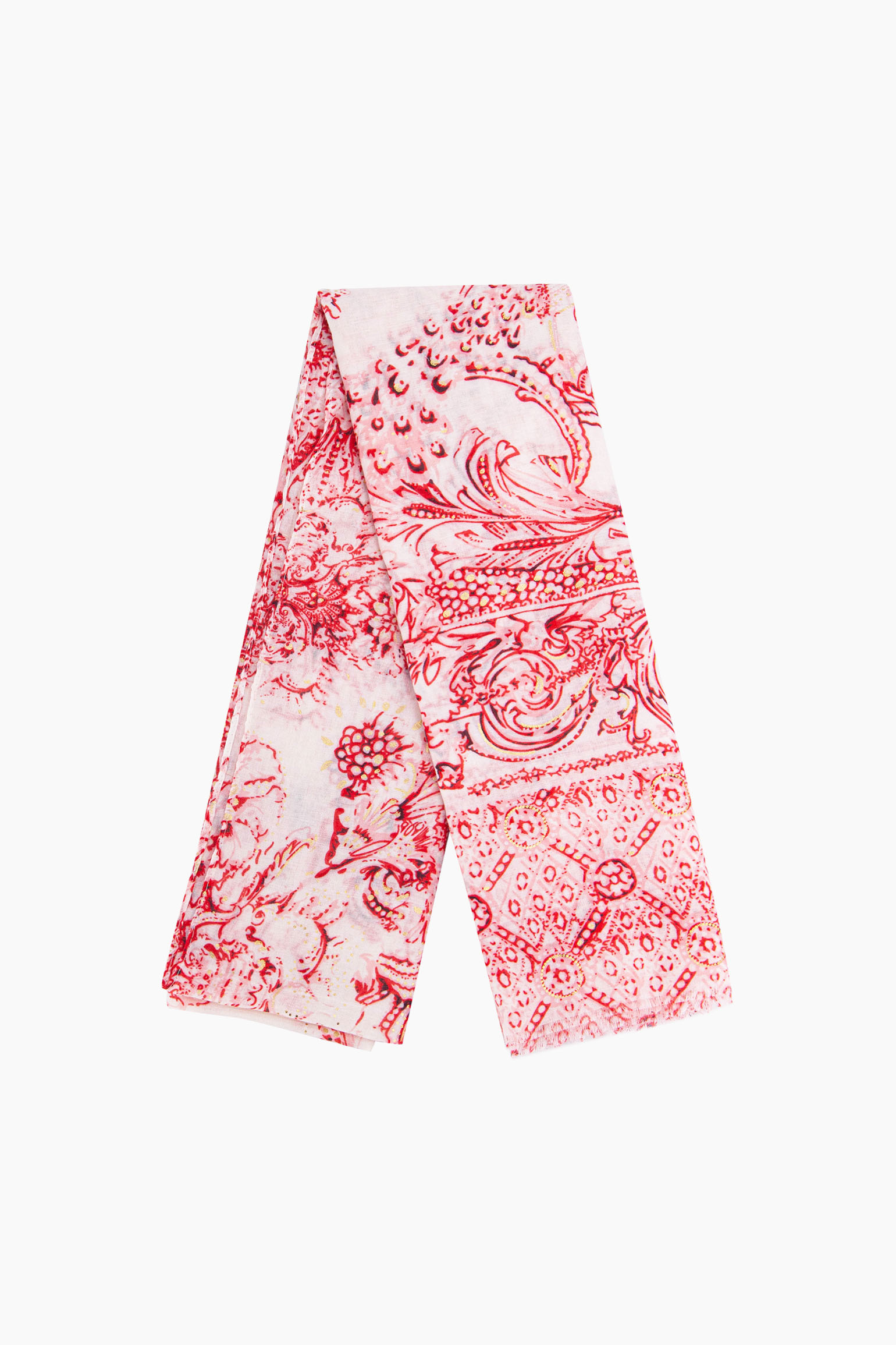 Red Vintage Floral Lightweight Scarf, Image 4 of 4
