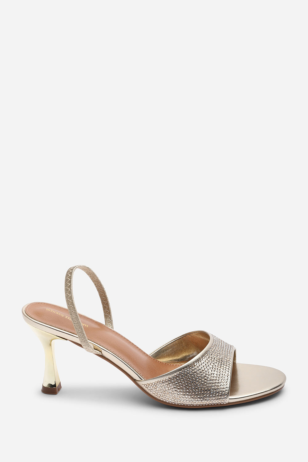 Gold Harmony Open Toe Mid Heel Sandal with Sling back, Image 2 of 6