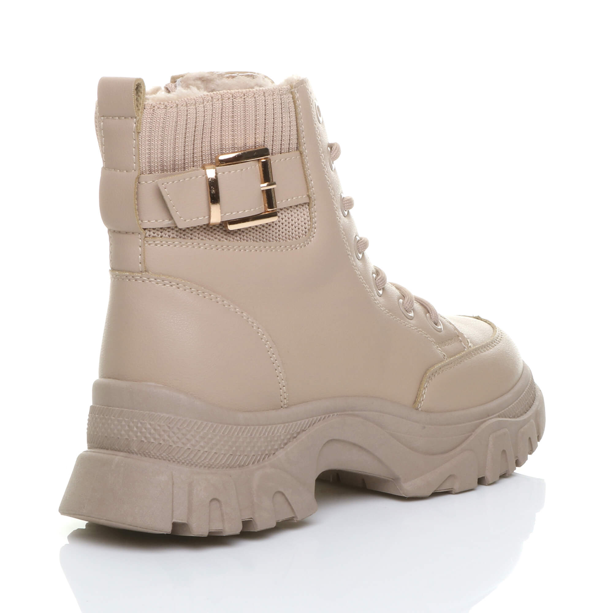 Camel AJVANI Camel Low Heel Chunky Flatform Ankle Boots, Image 4 of 6