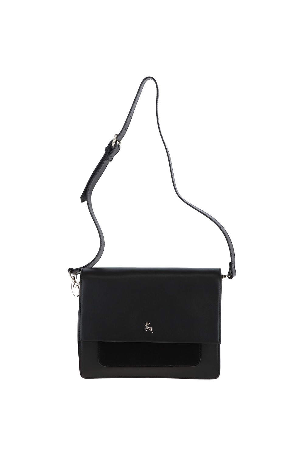 Black 'Fabrizia' Two Sections Leather Shoulder Bag, Image 2 of 4