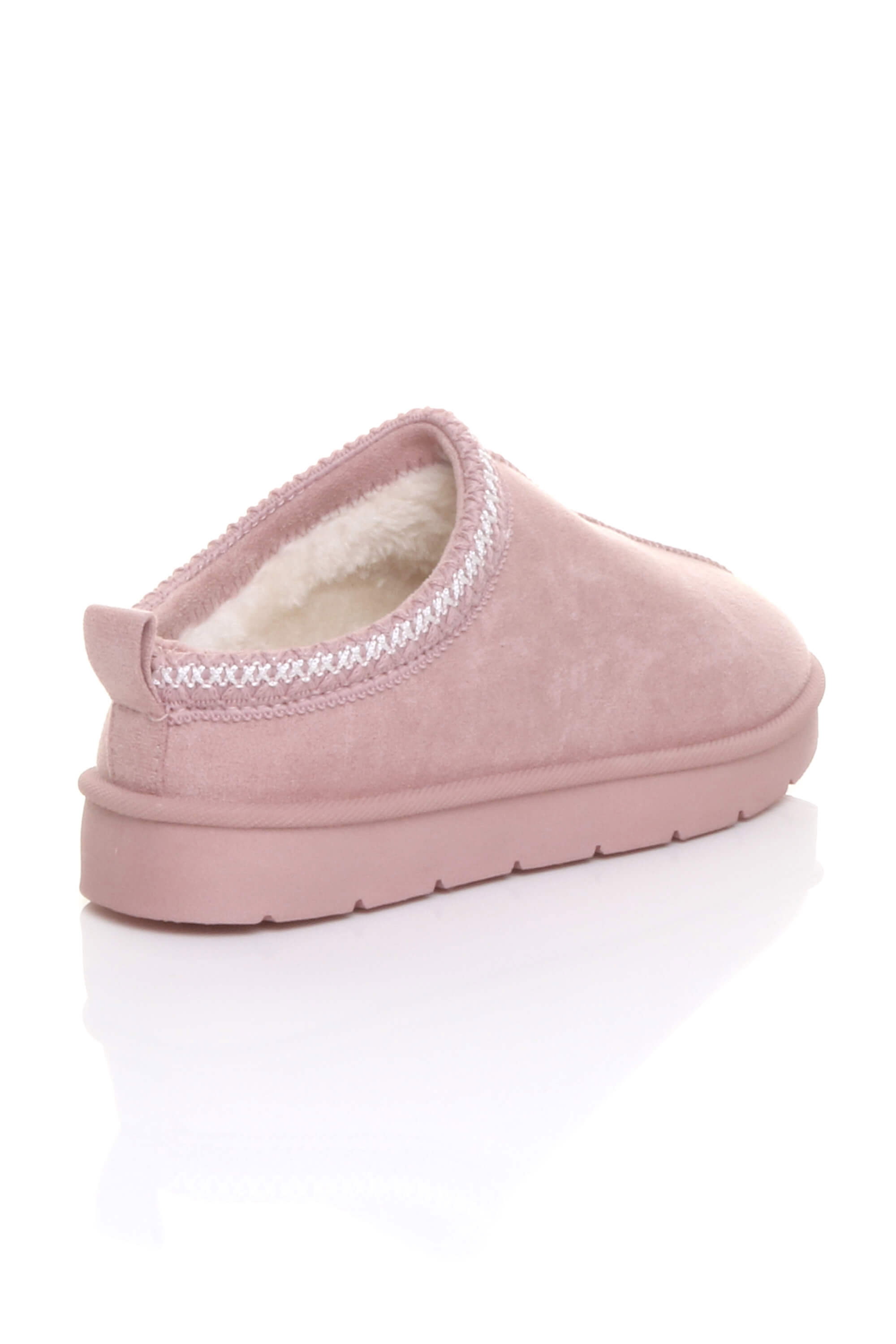 Pink Faux Fur Lined Comfy Aztec Embroidered Ultra Mini Booties Slippers, Image 4 of 6