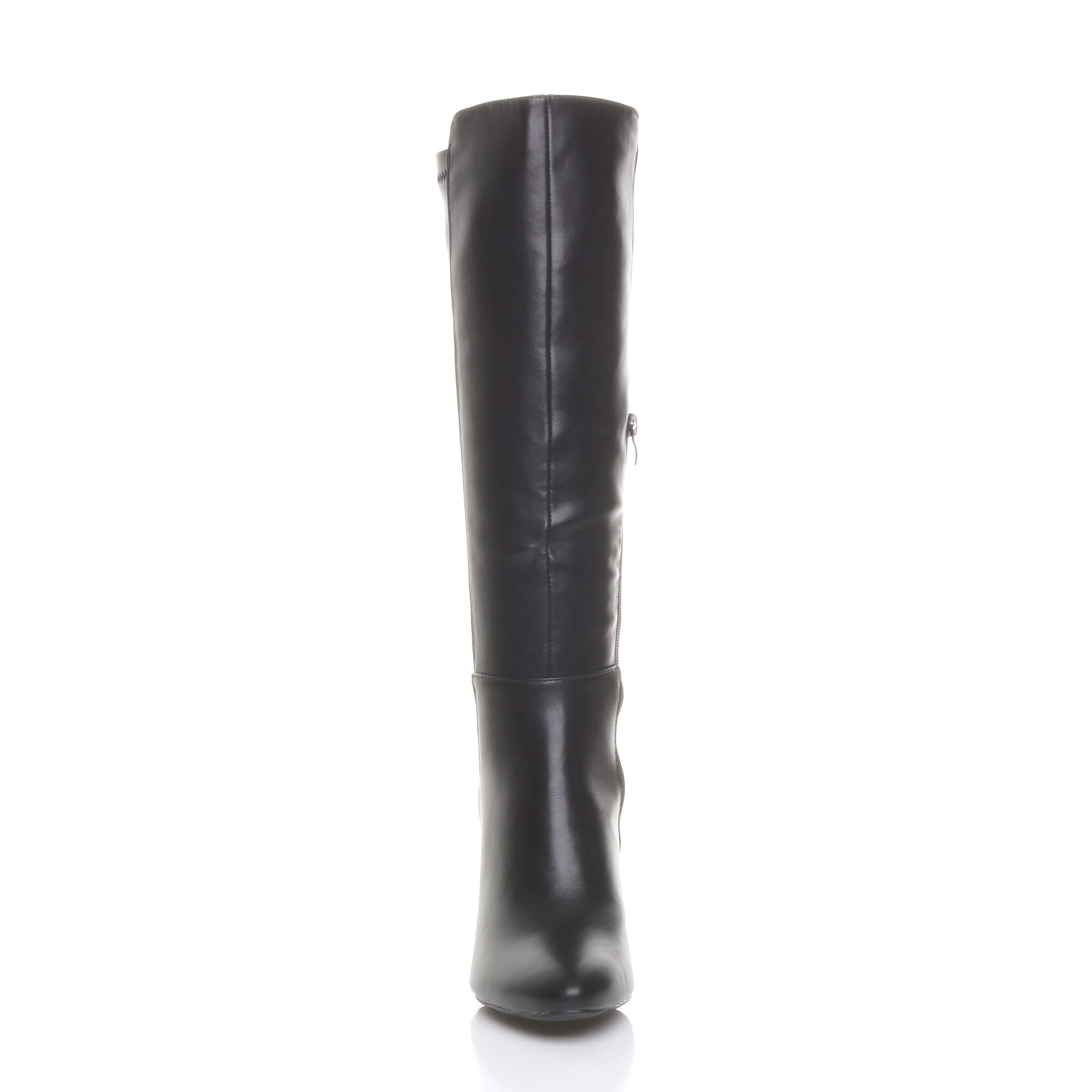 Black High Block Heel Stretchy Calf Boots, Image 5 of 5