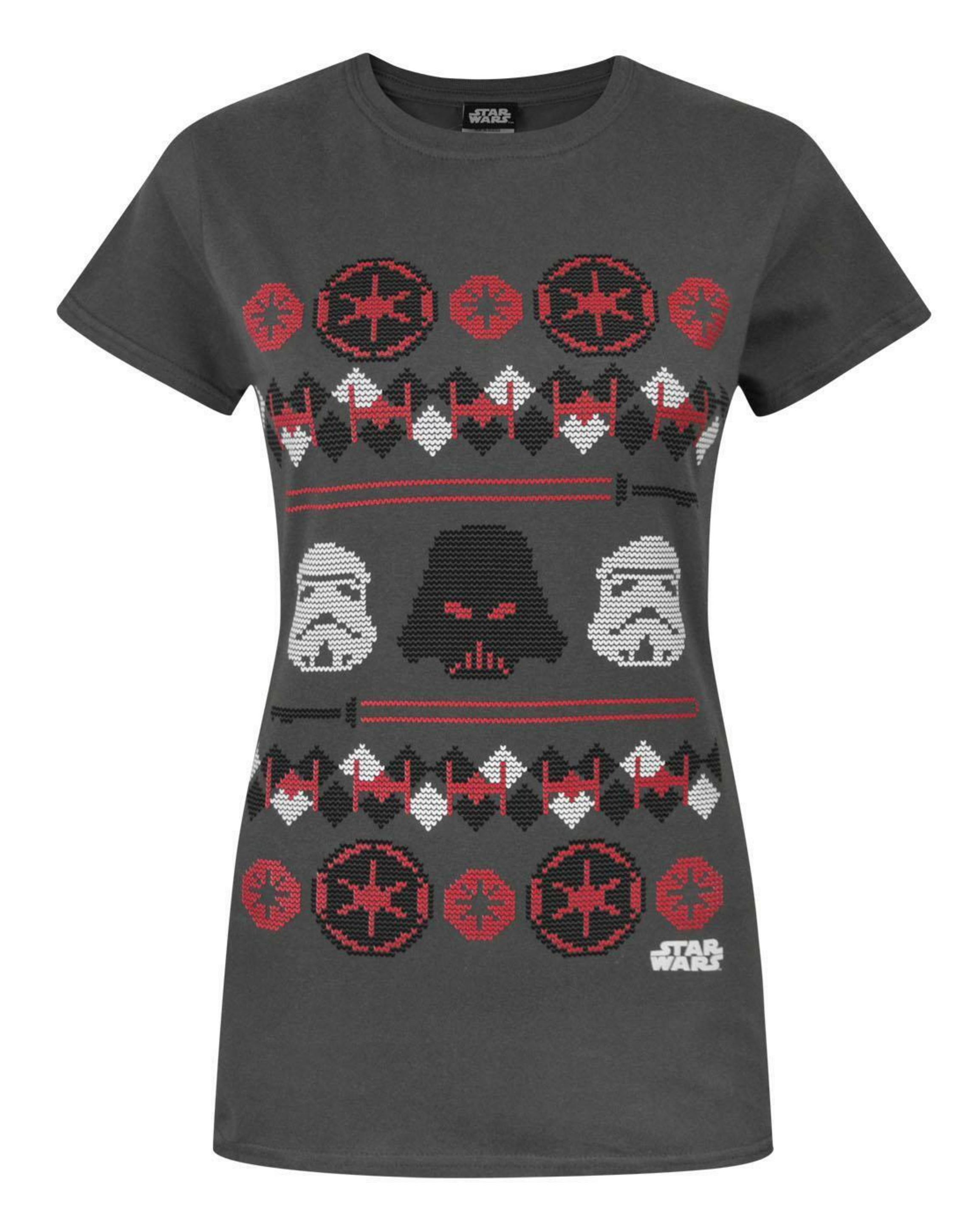 Charcoal Star Wars Darth Vader Fair Isle T-Shirt, Image 1 of 4