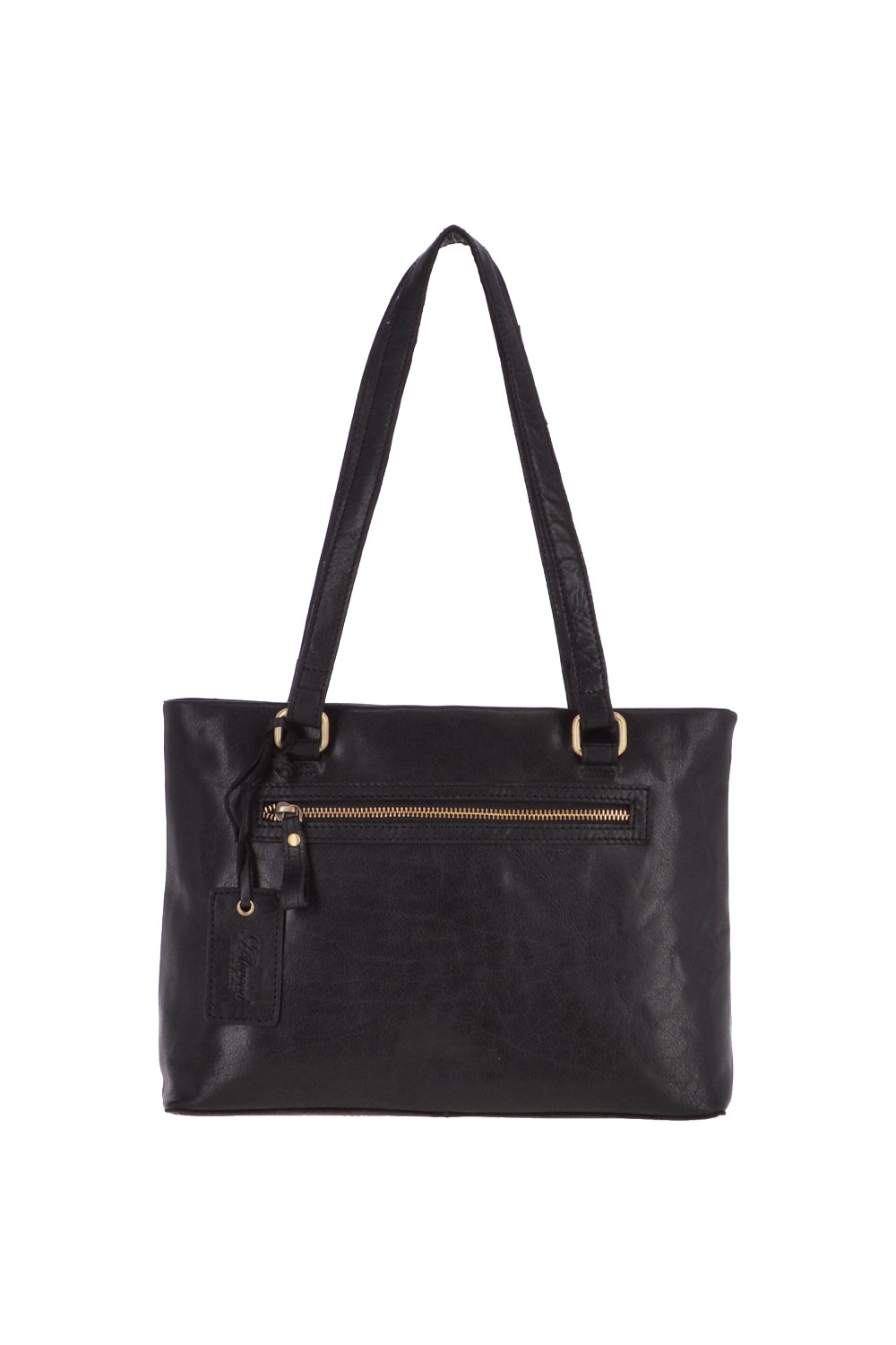 Black Real Leather Vintage Medium Handbag, Image 1 of 3