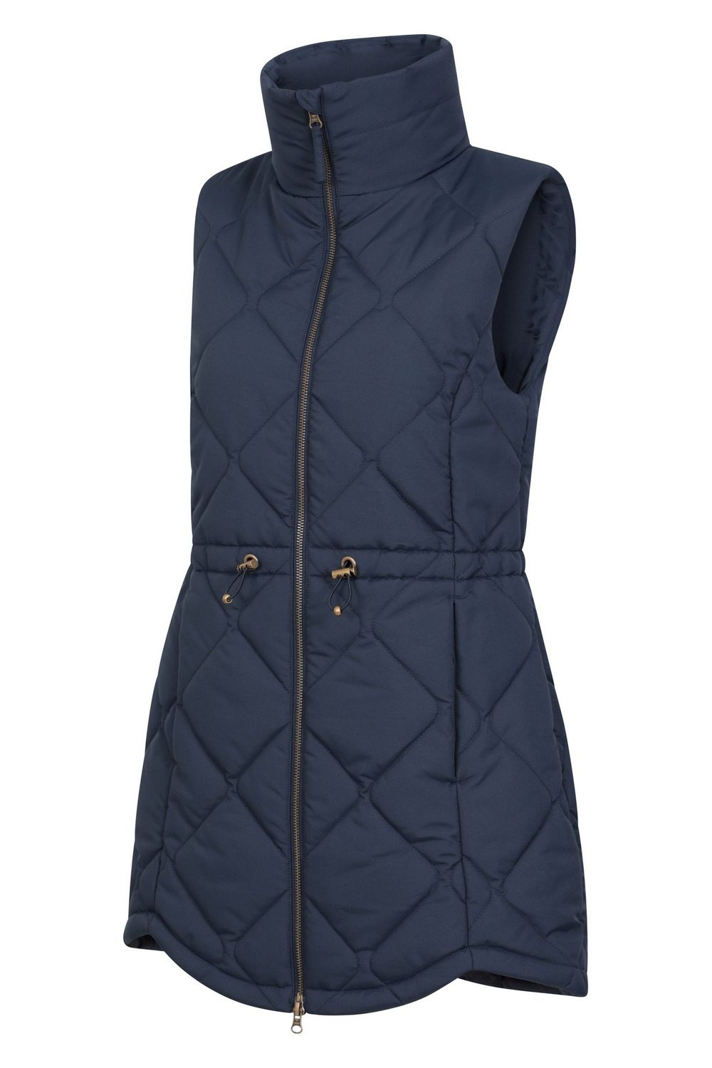 Navy Rye Quilted Long Length Gilet, Image 3 of 5