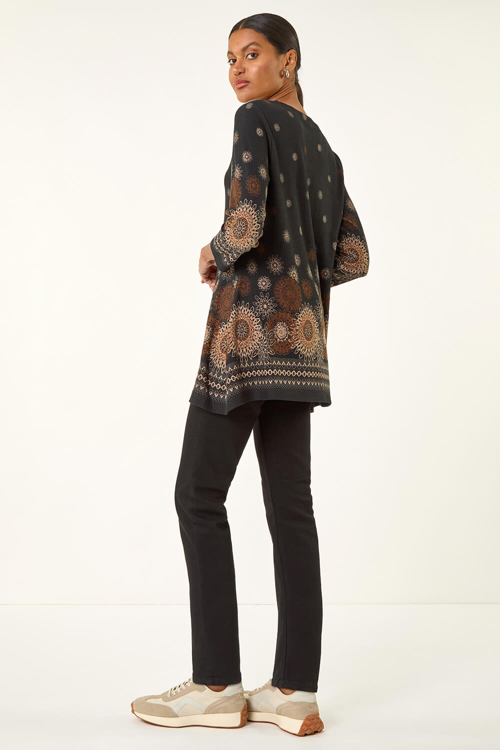 Black Sunflower Printed Tunic Top, Image 4 of 5