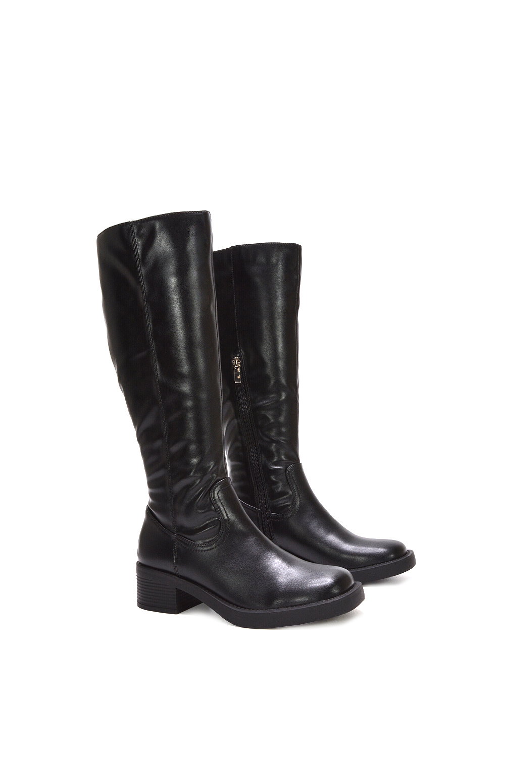 Black 'Nyx' Knee High Equestrian Style Biker Riding Boots, Image 5 of 6