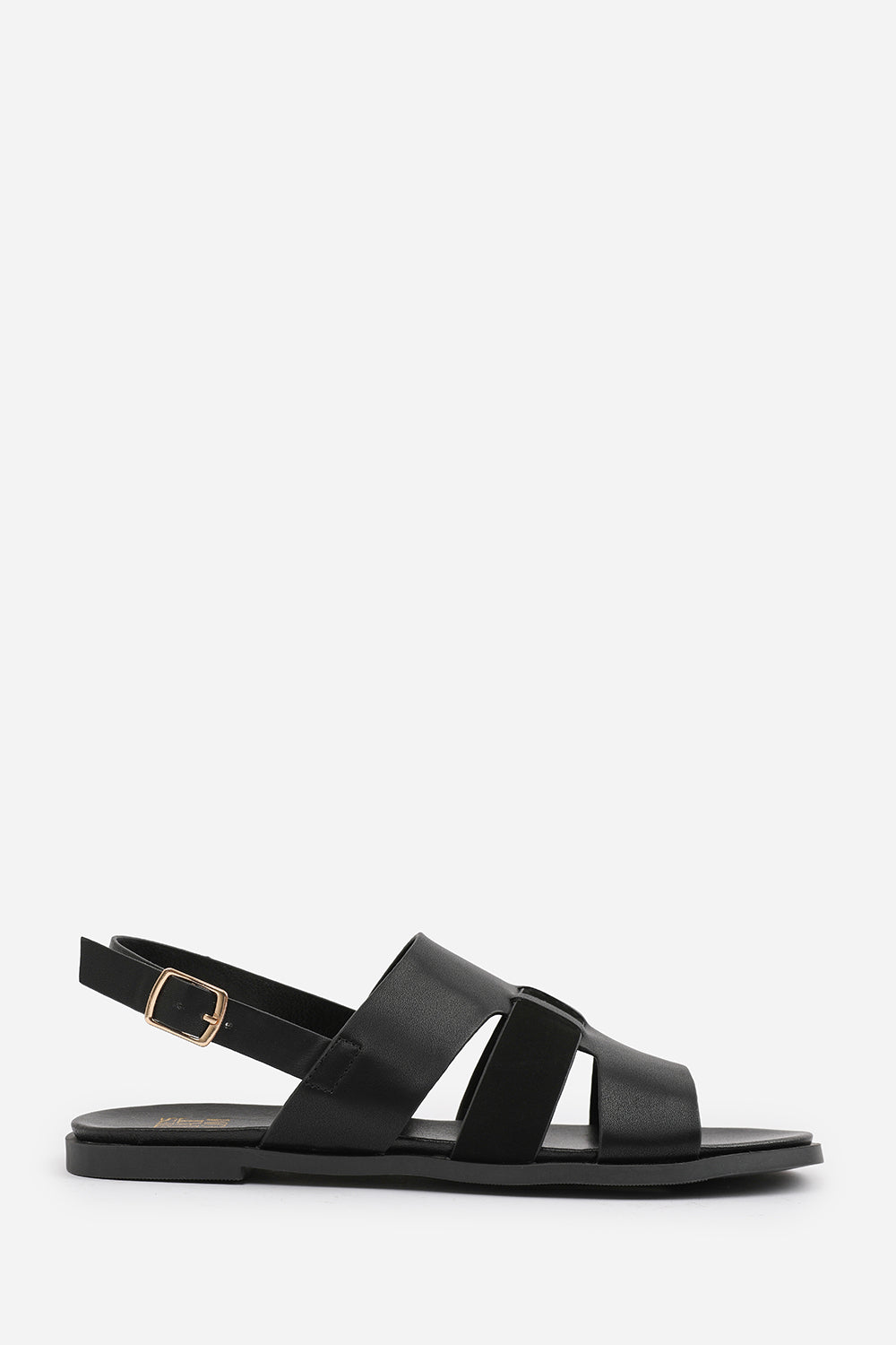 Black 'Violet' Flat Sandals With Multi Strap, Image 2 of 5