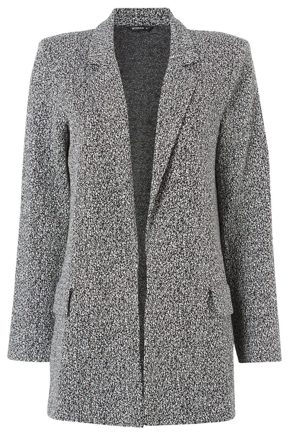 Grey Longline Textured Jersey Blazer, Image 6 of 5