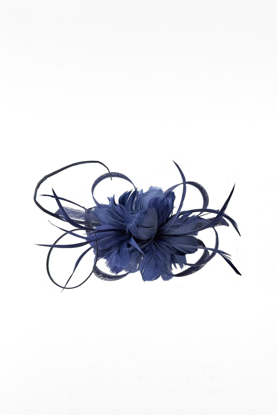 Navy Floral Feather Fascinator with Loops, Image 2 of 2