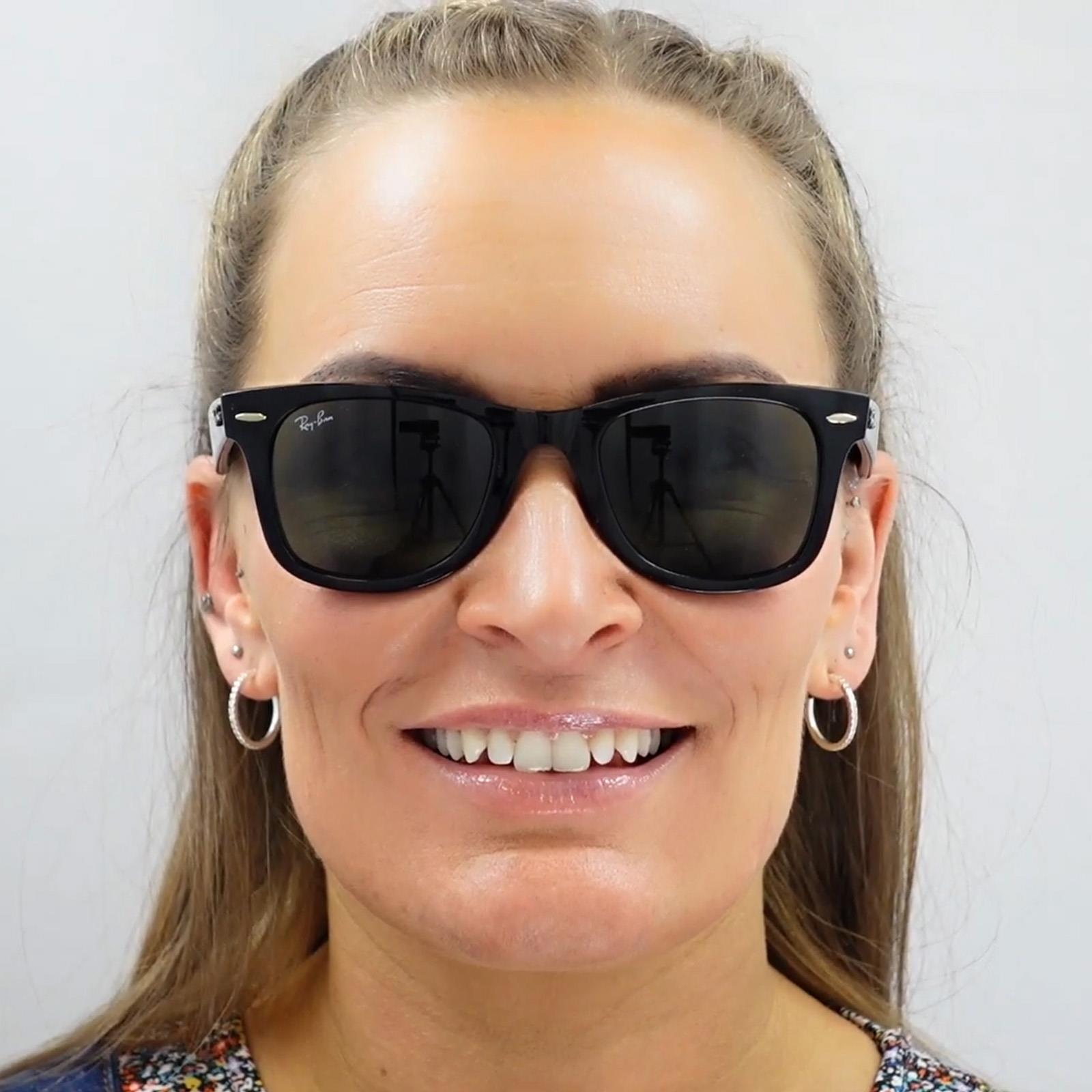 Rectangle Tortoise Green G-15 Wayfarer Ease RB4340 Sunglasses, Image 4 of 4