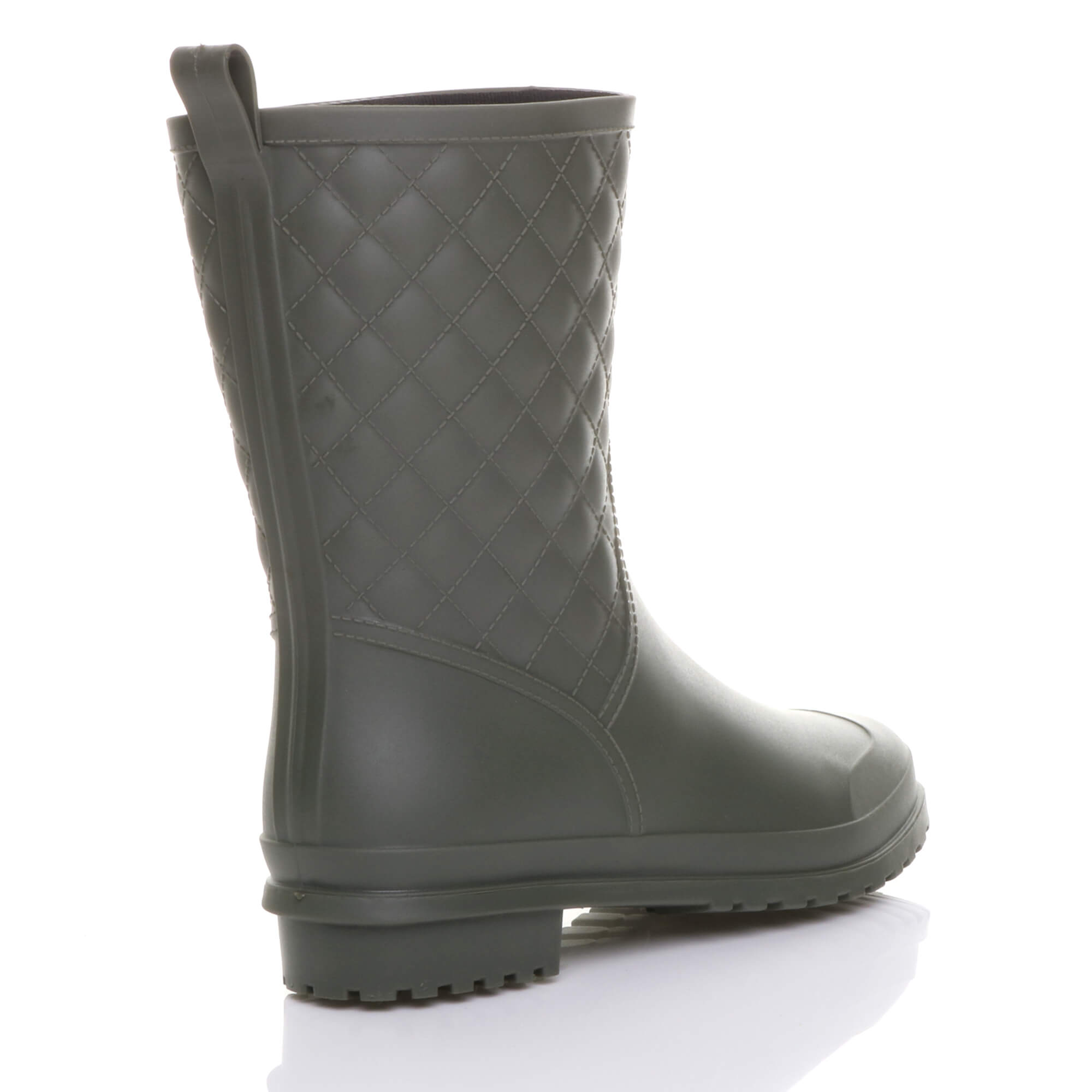 Khaki AJVANI Khaki Waterproof Wellingtons Quilted Ankle Boots Wellies, Image 4 of 6
