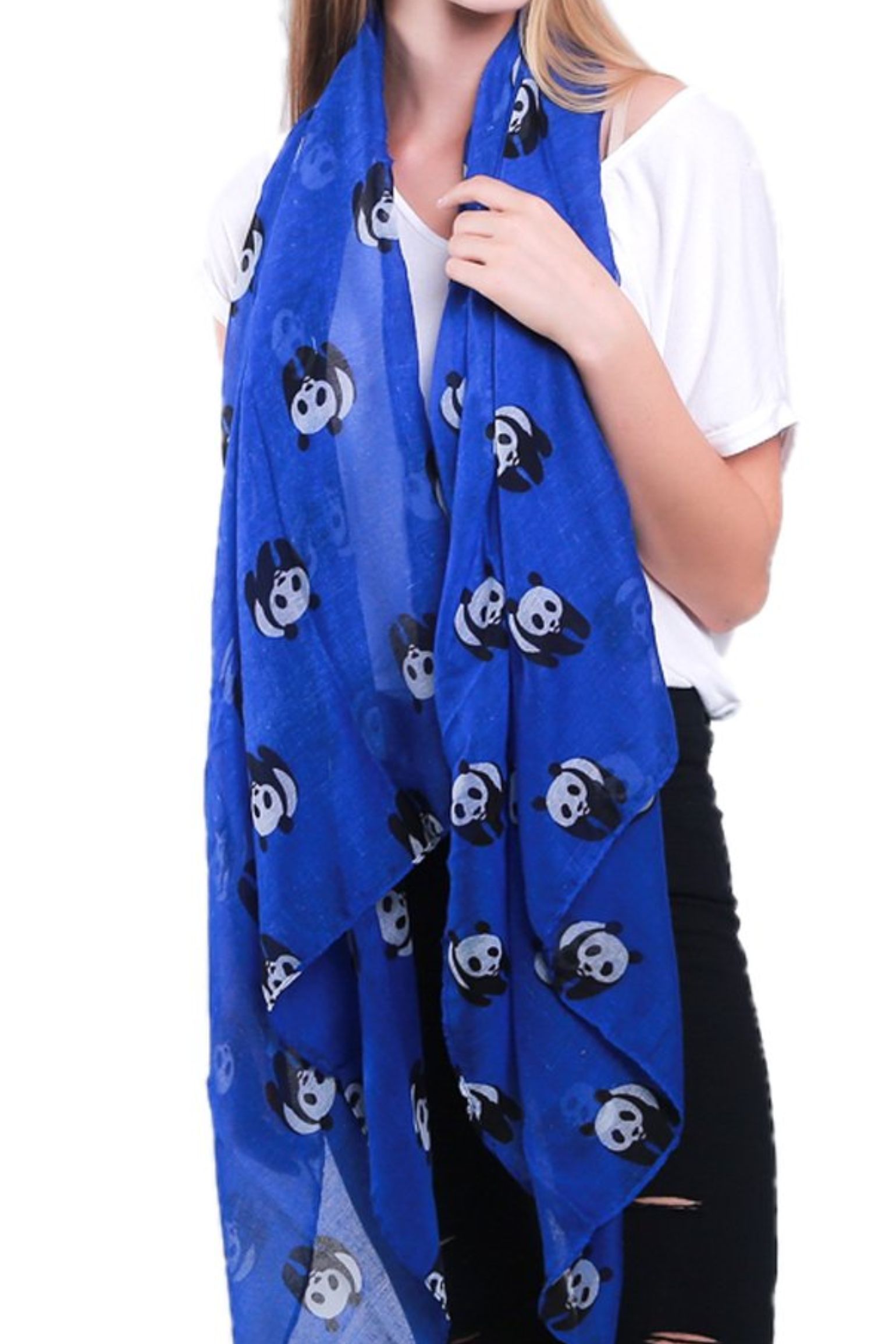 Blue Panda Lightweight Scarf, Image 2 of 2