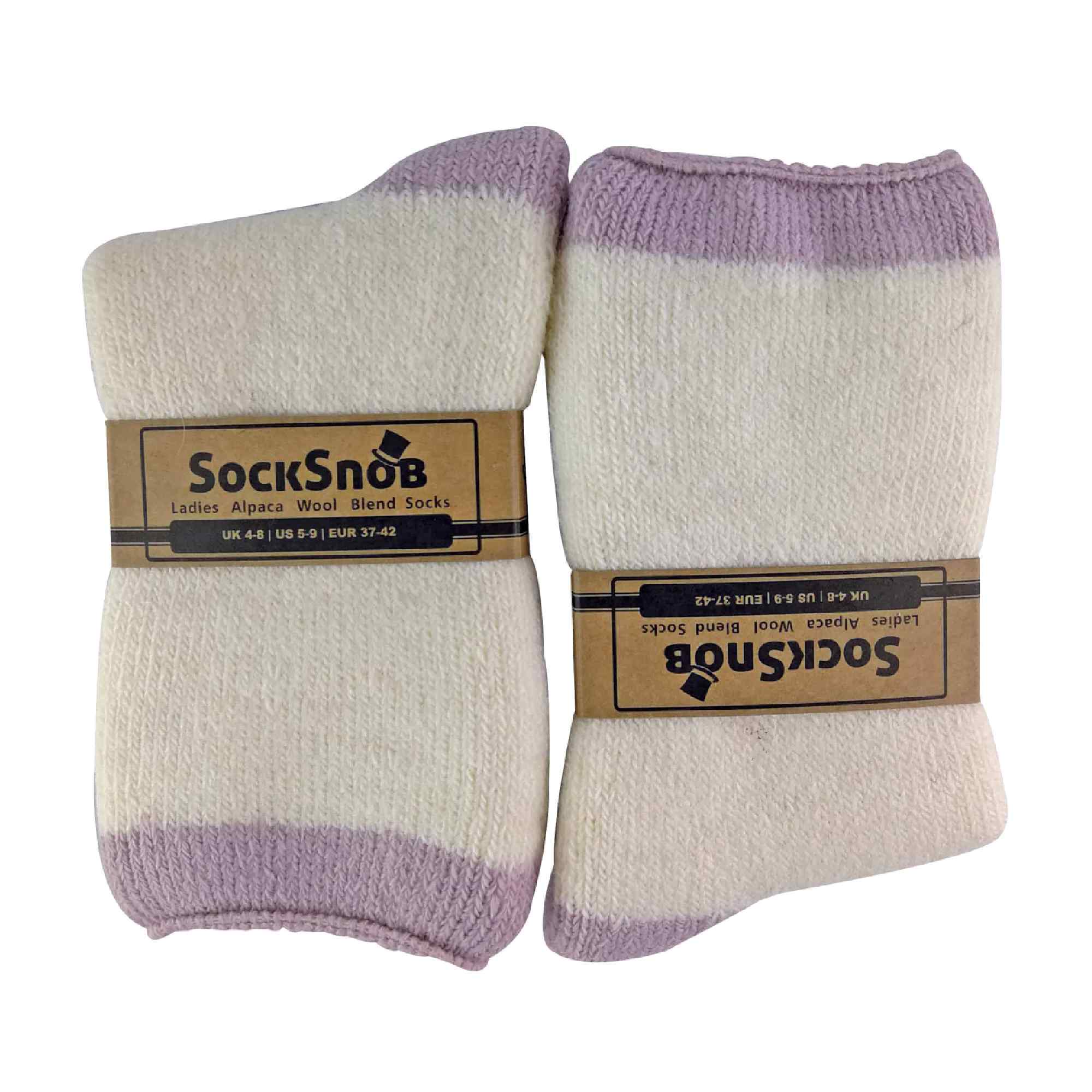 Purple 1 Pack Ladies Alpaca Wool Slipper Bed Socks with Star Grips, Image 4 of 4
