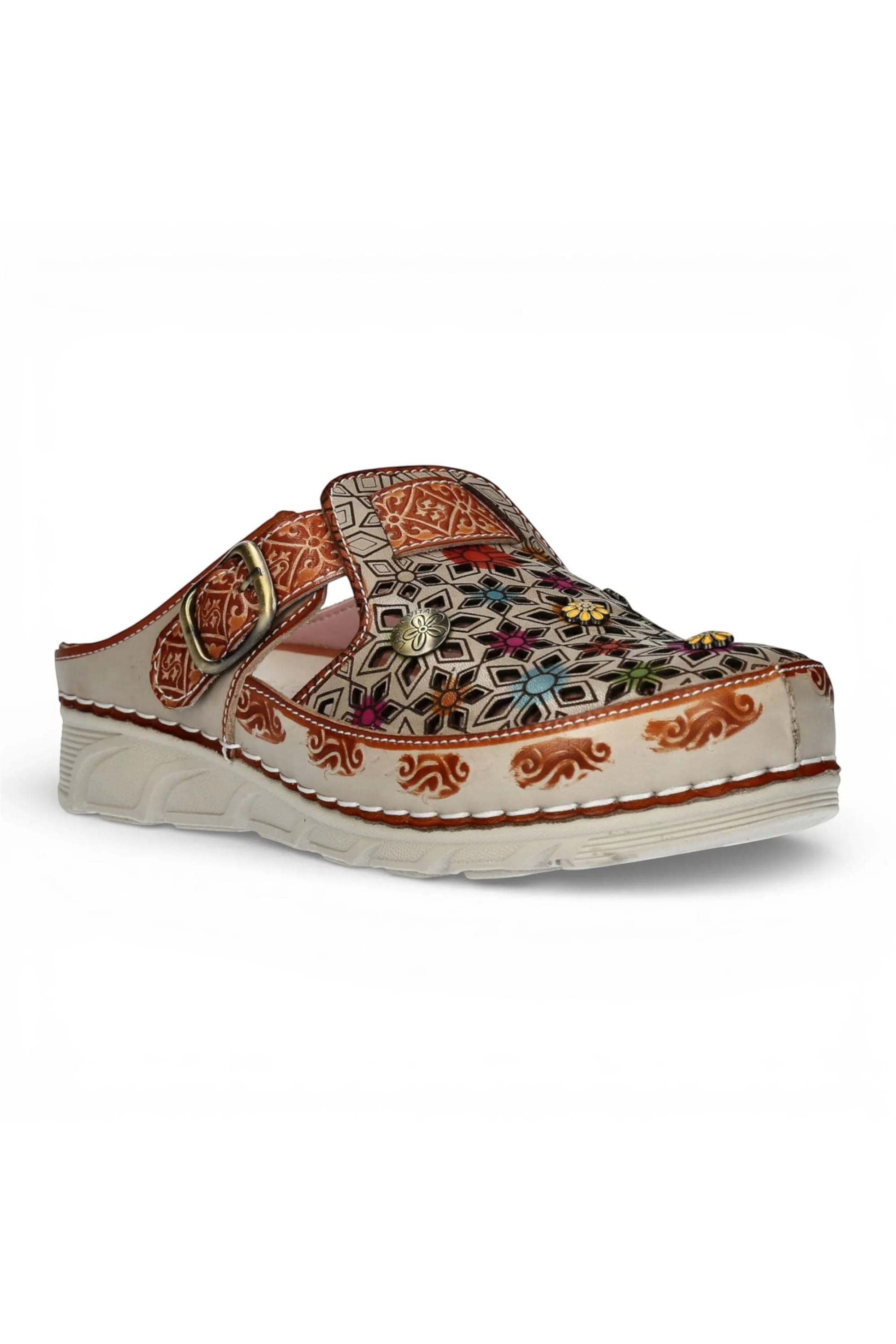 Beige Womens Cushioned Wedge Sandals-DORRY-01, Image 2 of 7