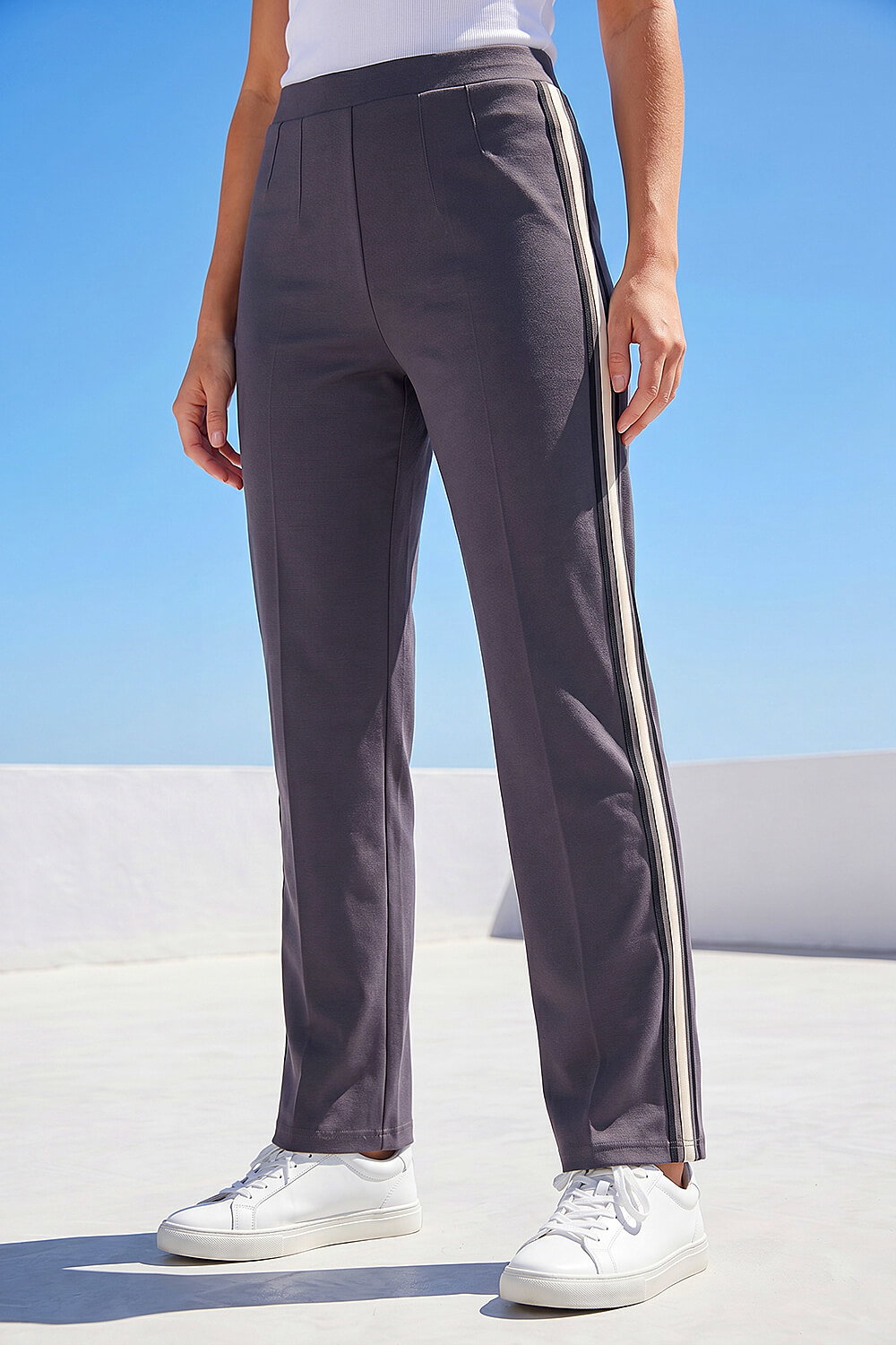 Dark Grey Petite Side Stripe Trouser, Image 4 of 4