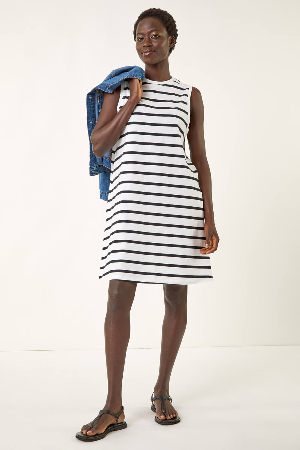 Stripe Jersey A-Line Stretch Dress