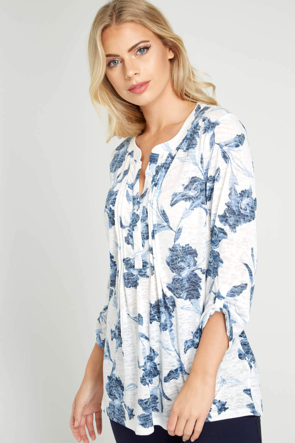 Ivory Floral Burnout Jersey Blouse, Image 1 of 4