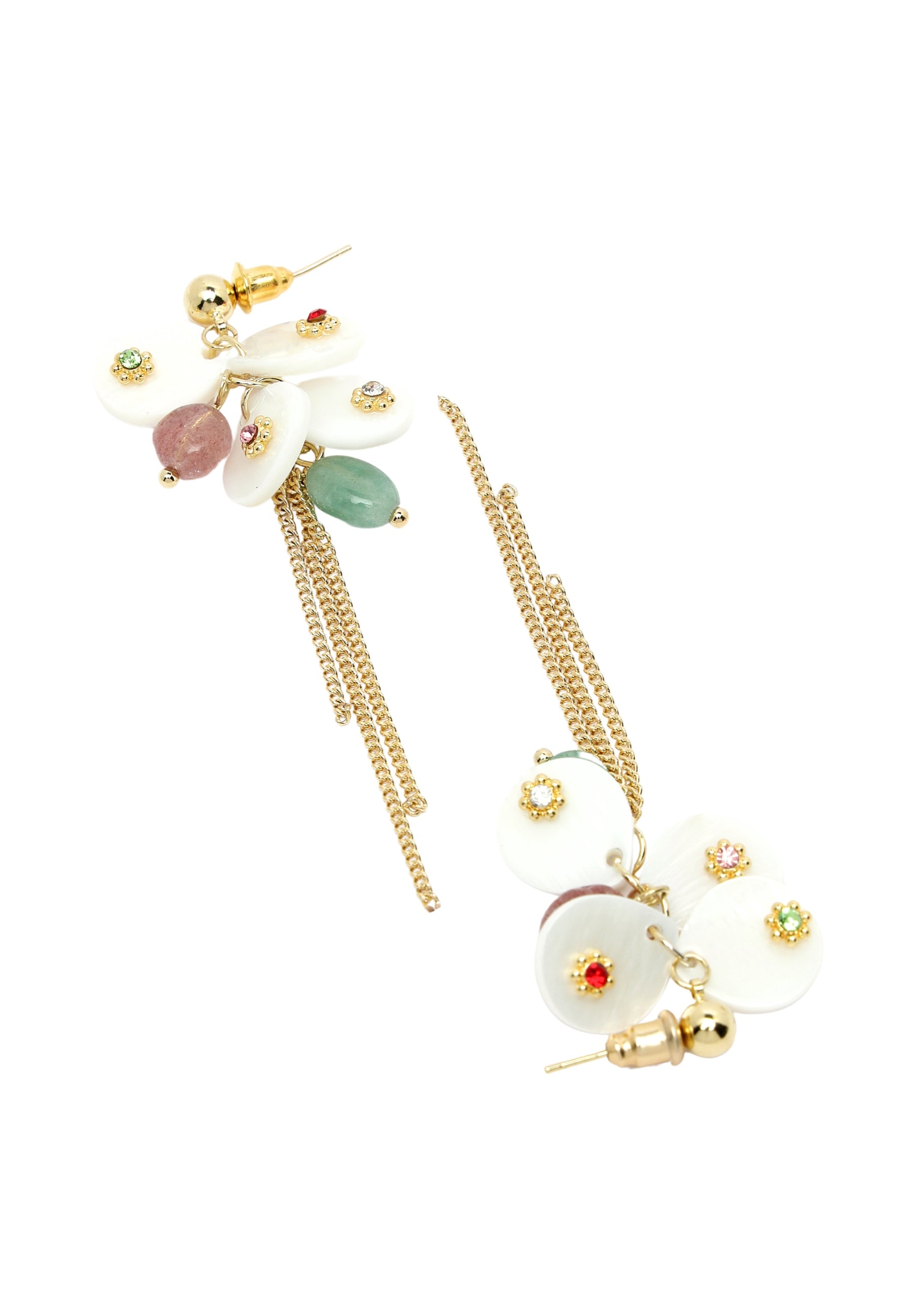 Gold Gold-Colored Beaded Drop Earrings, Image 3 of 5