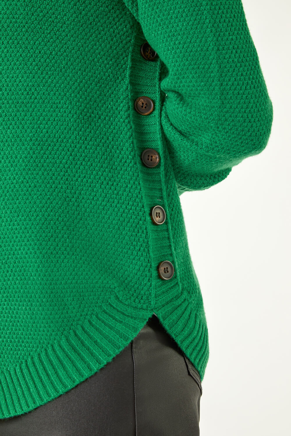Green Textured Curved Hem Jumper, Image 6 of 5