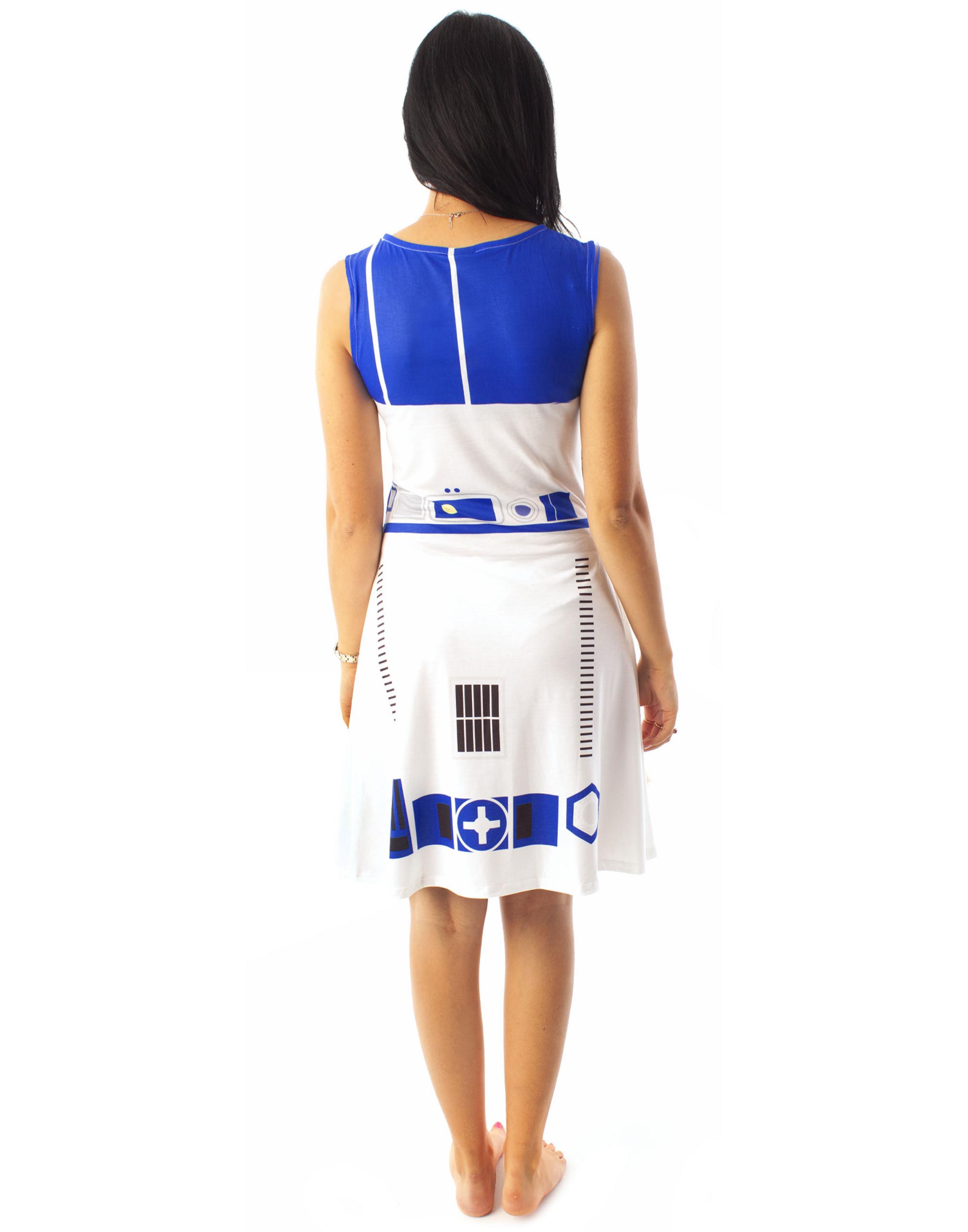 White Star Wars R2D2 Women's Cosplay Costume Dress, Image 3 of 6