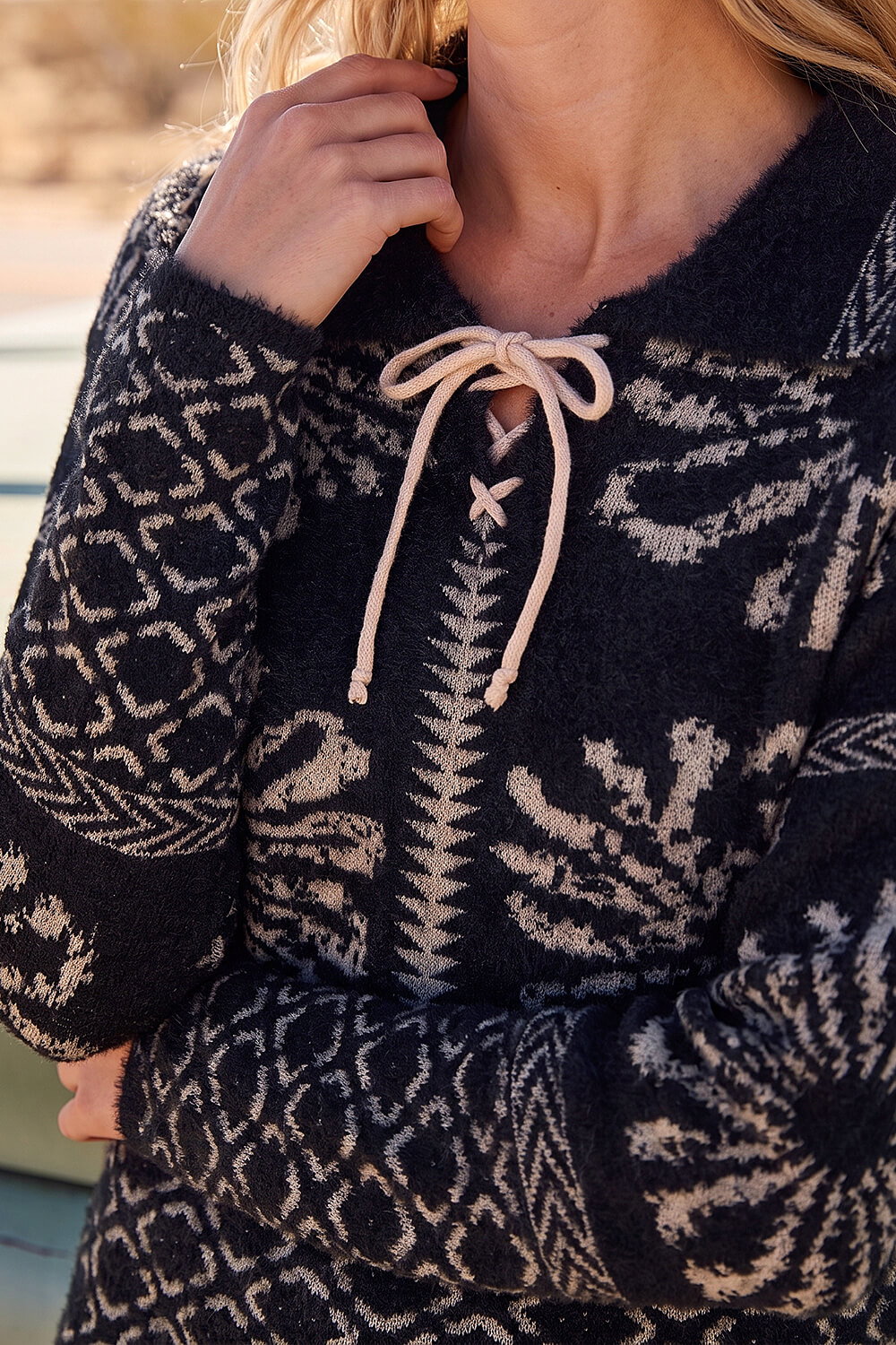 Black Floral Jacquard Knit Jumper, Image 5 of 4
