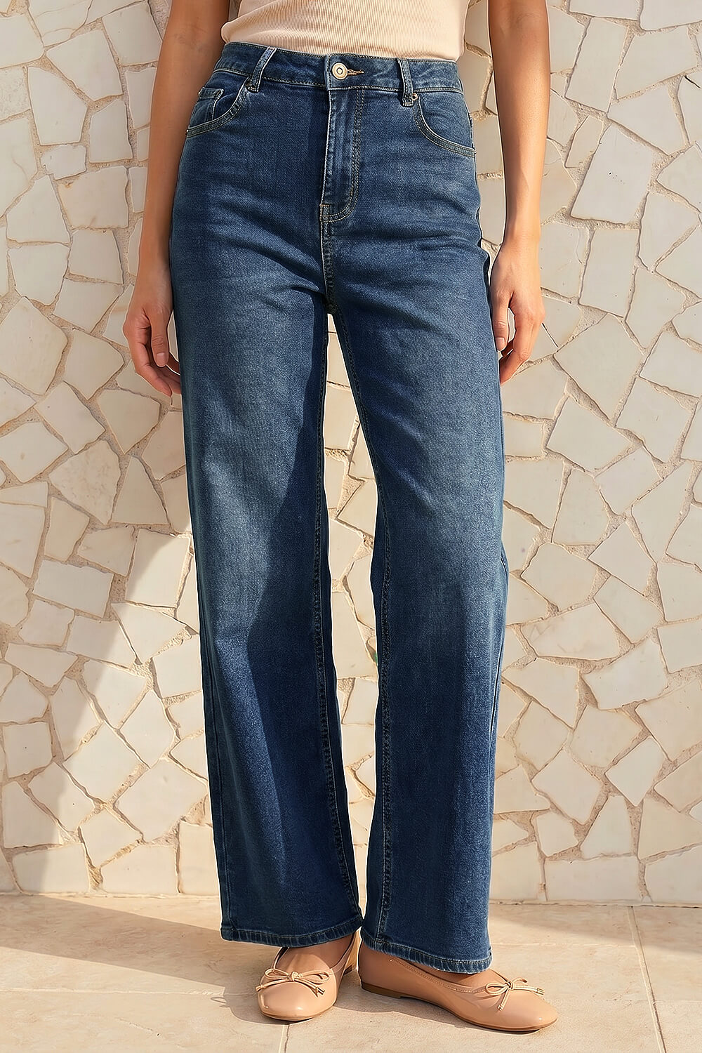 Denim Wide Leg Stretch Jean, Image 3 of 4
