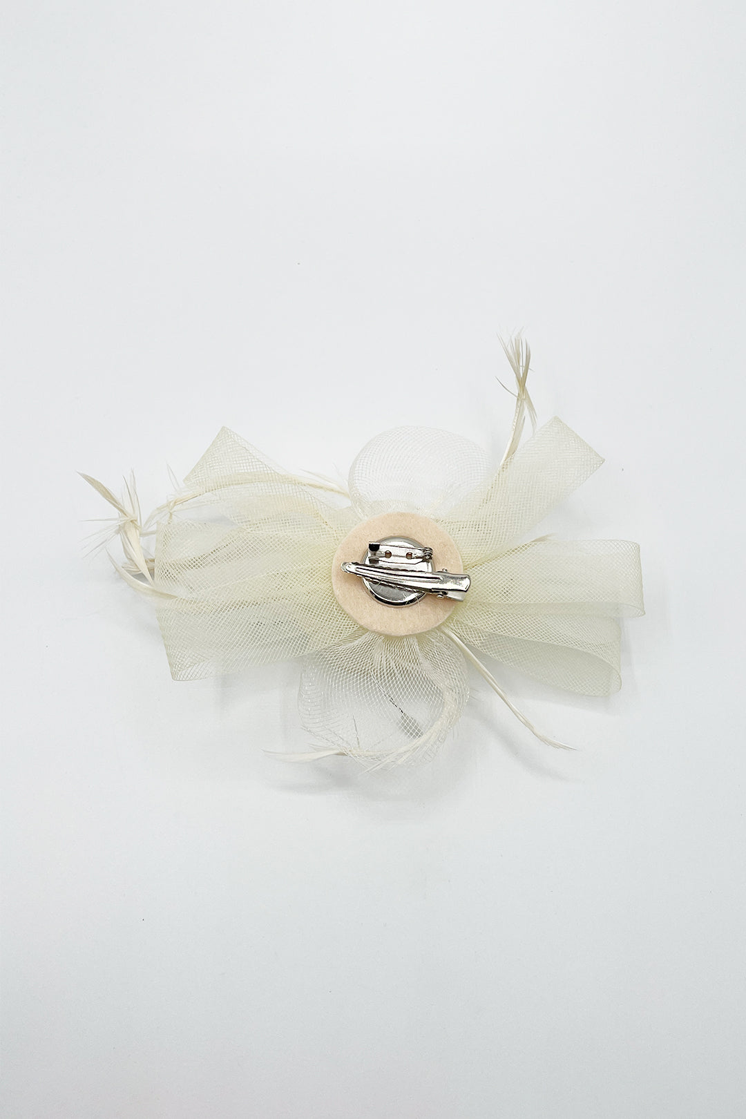 Cream Crystal Feather Blossom Fascinator & Brooch, Image 3 of 3