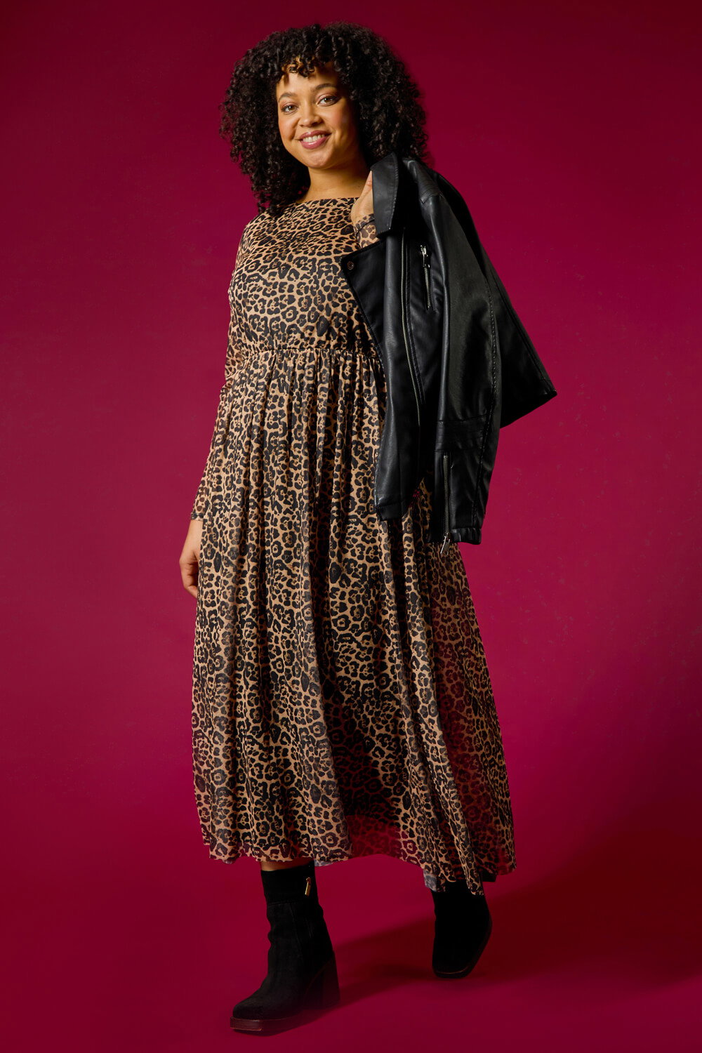 Natural Curve Animal Print A-Line Stretch Dress, Image 9 of 9