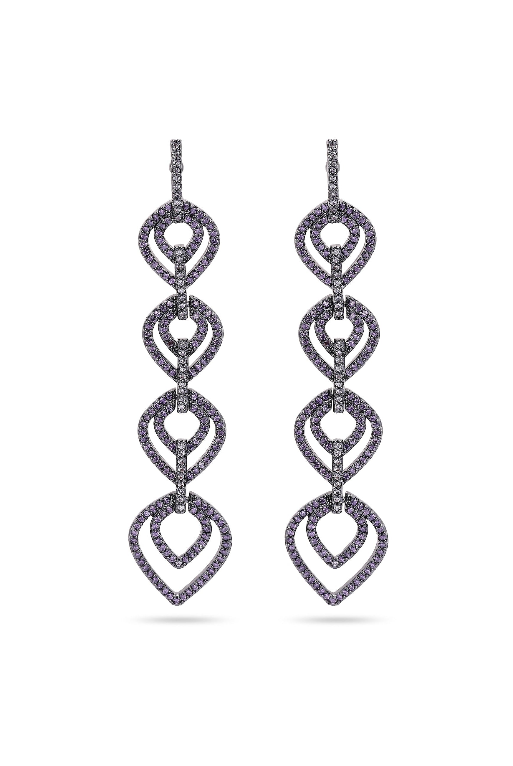 Purple Purple Teardrop Dangle Earrings
