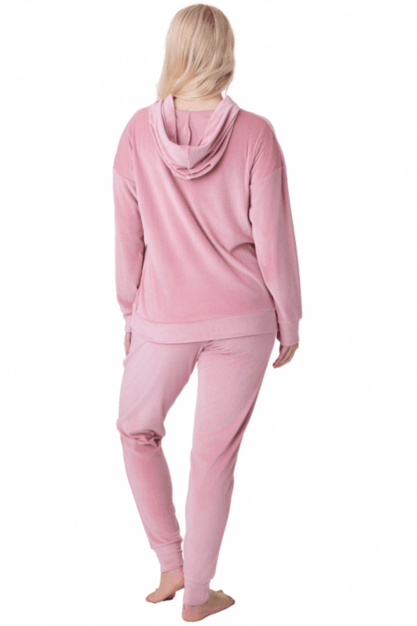 Pink Camille Lingerie Pink Supersoft Velour Loungewear Pyjama Set, Image 3 of 5