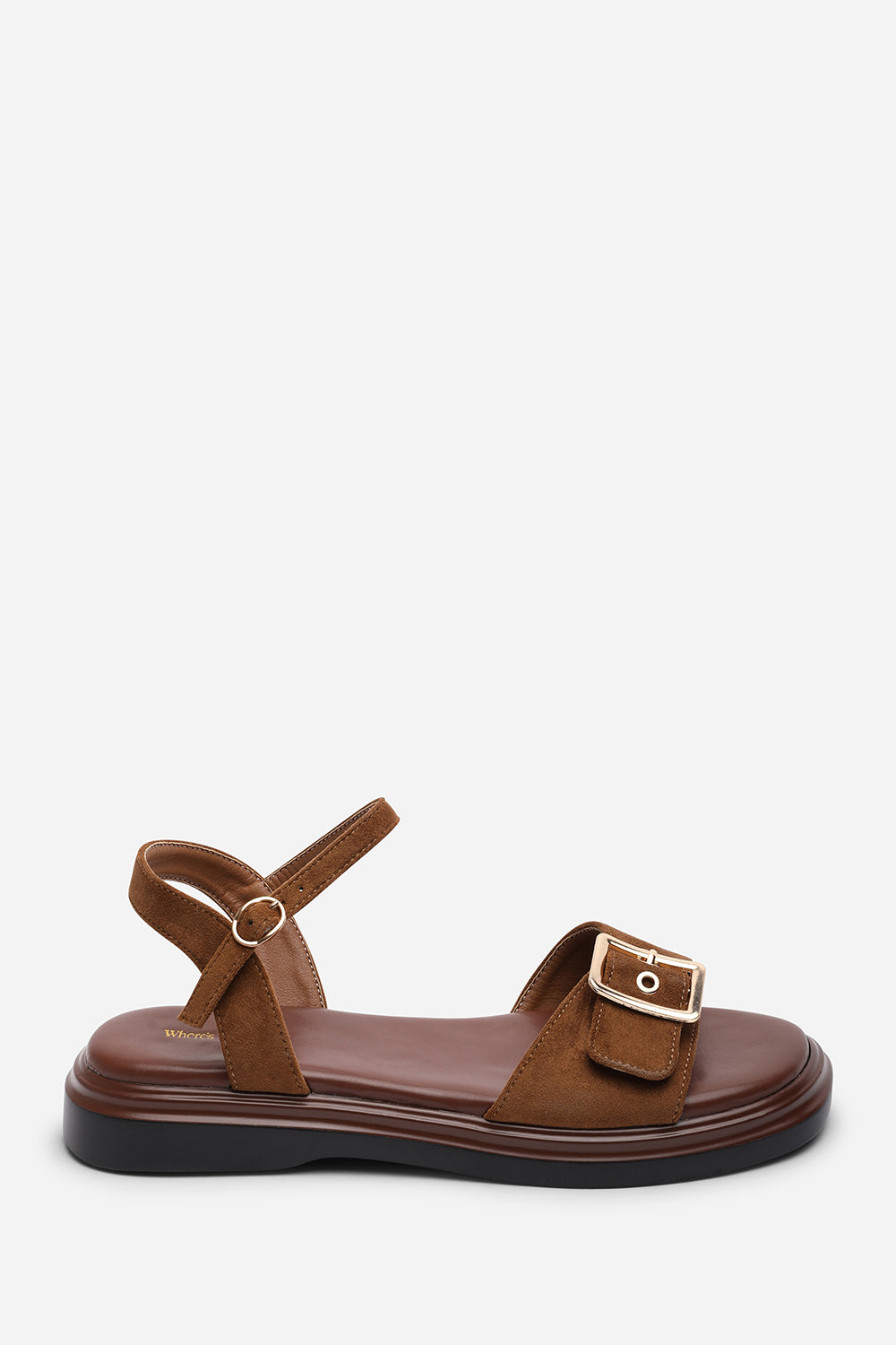 Brown Where's That From Brown Coastal Front Buckle Flatform Suede Sandal, Image 2 of 6