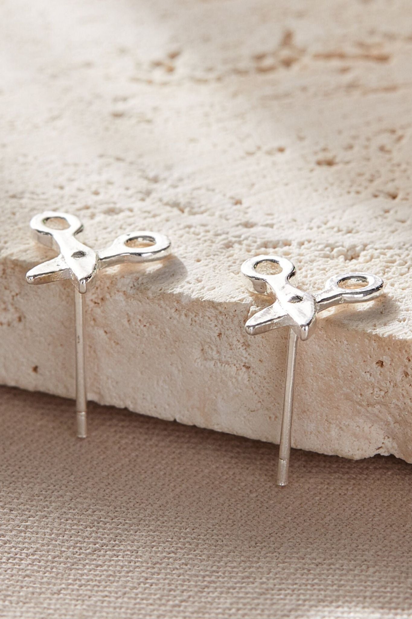 Silver Sterling Silver Scissor Stud Earrings, Image 3 of 3
