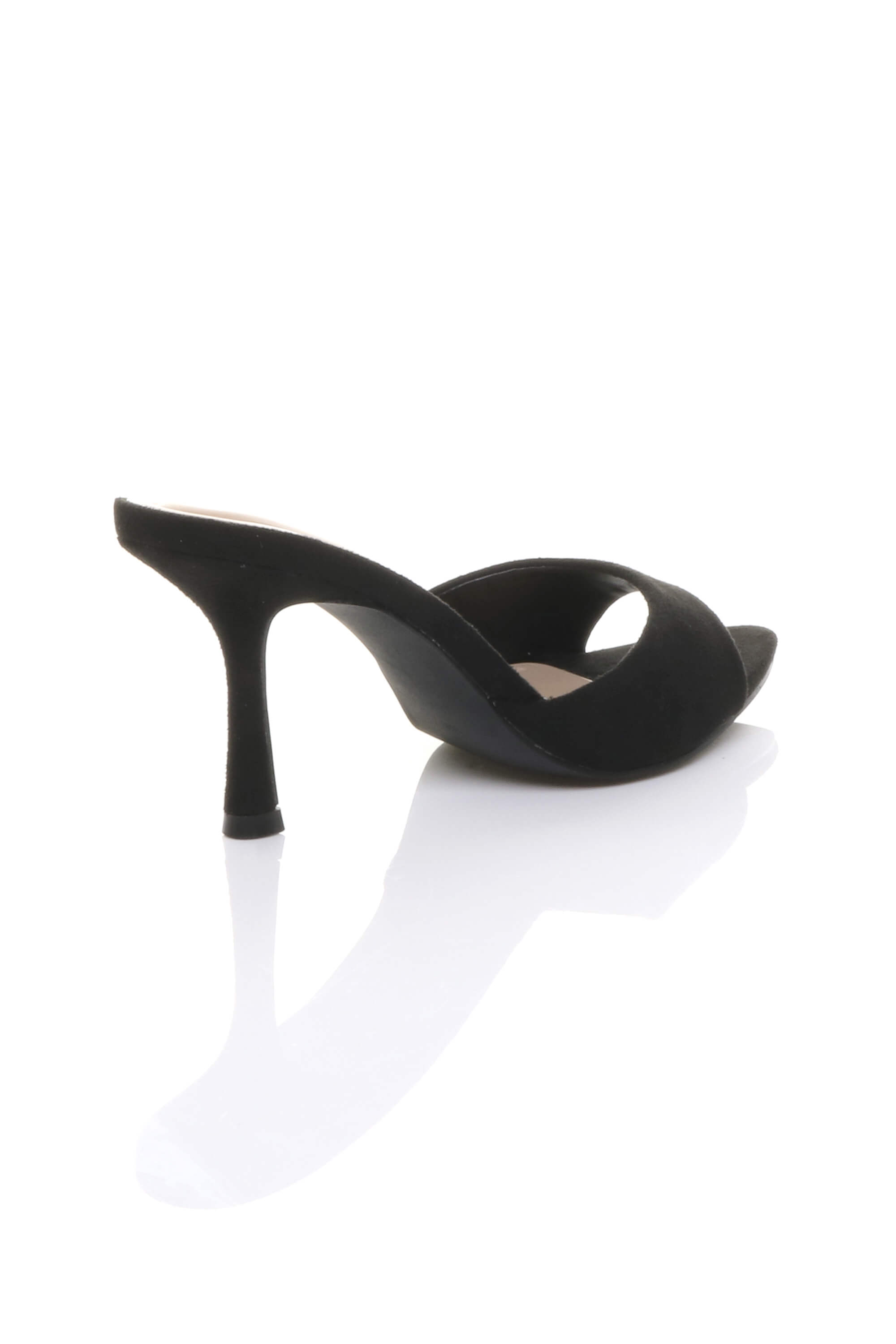 Black High Heel Pointed Peep Toe Sandals Mules, Image 4 of 4