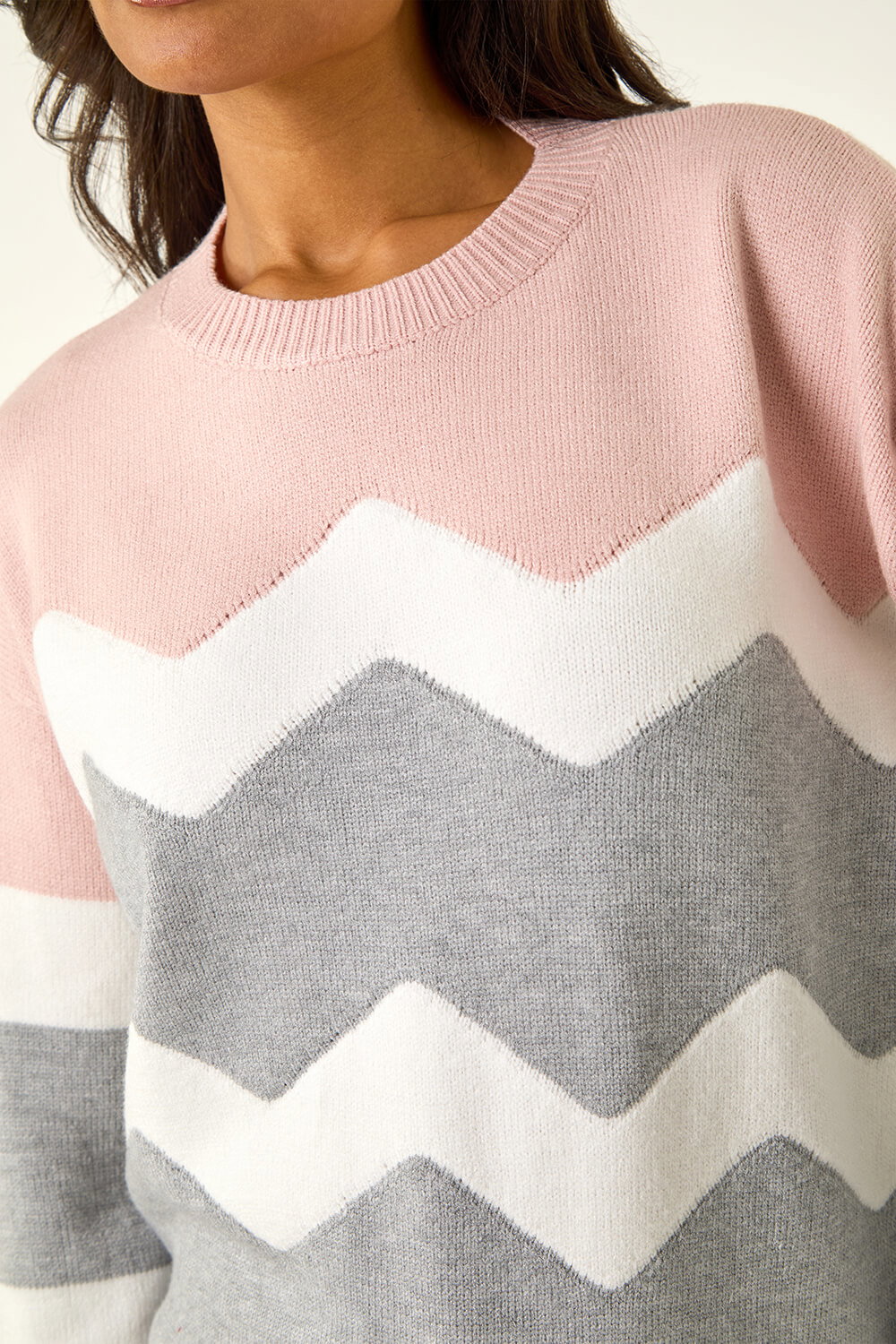 Pink Zig Zag Contrast Jumper, Image 6 of 5