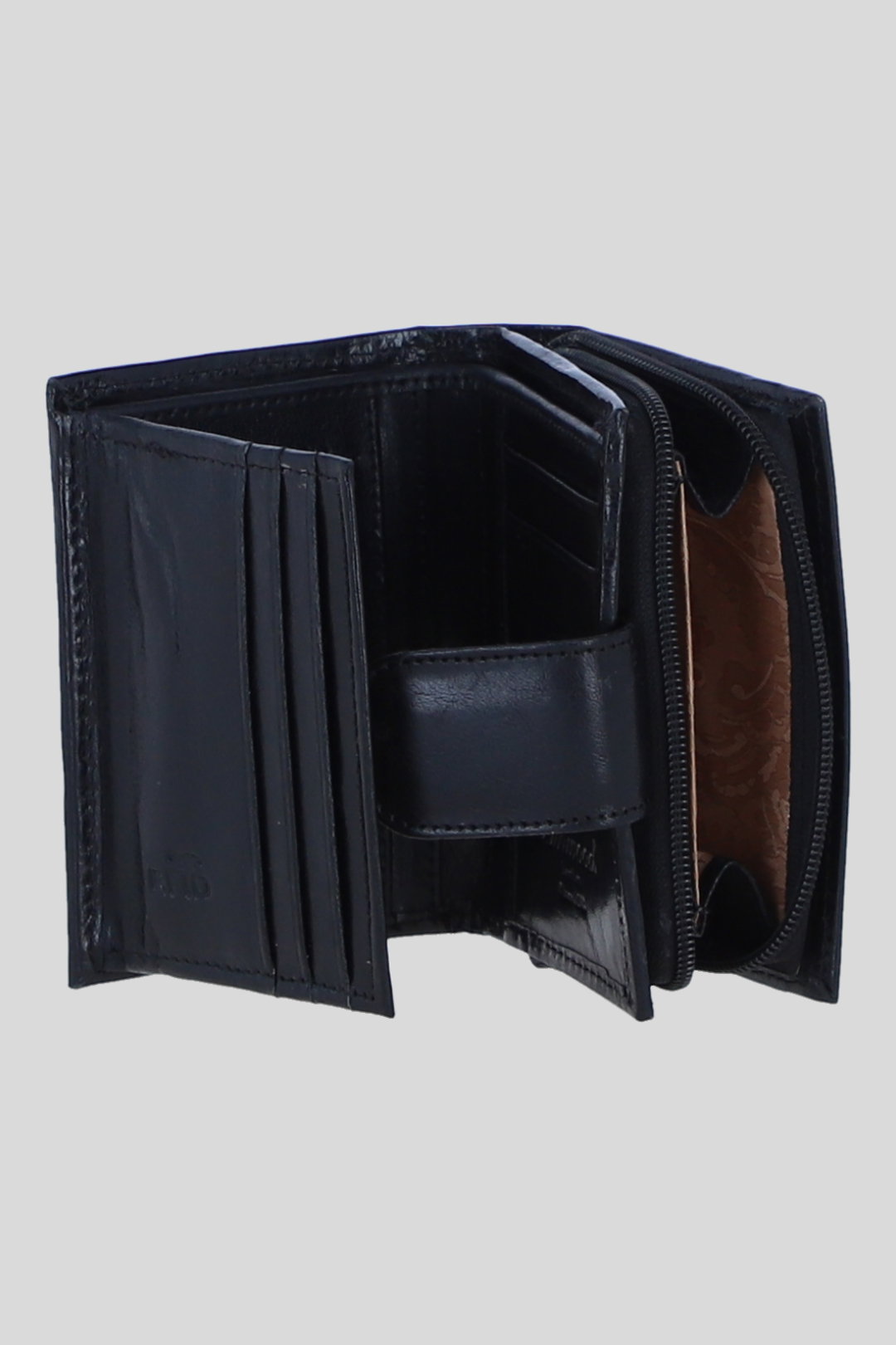 Black Real Leather RFID Protected Trifold Purse, Image 3 of 4