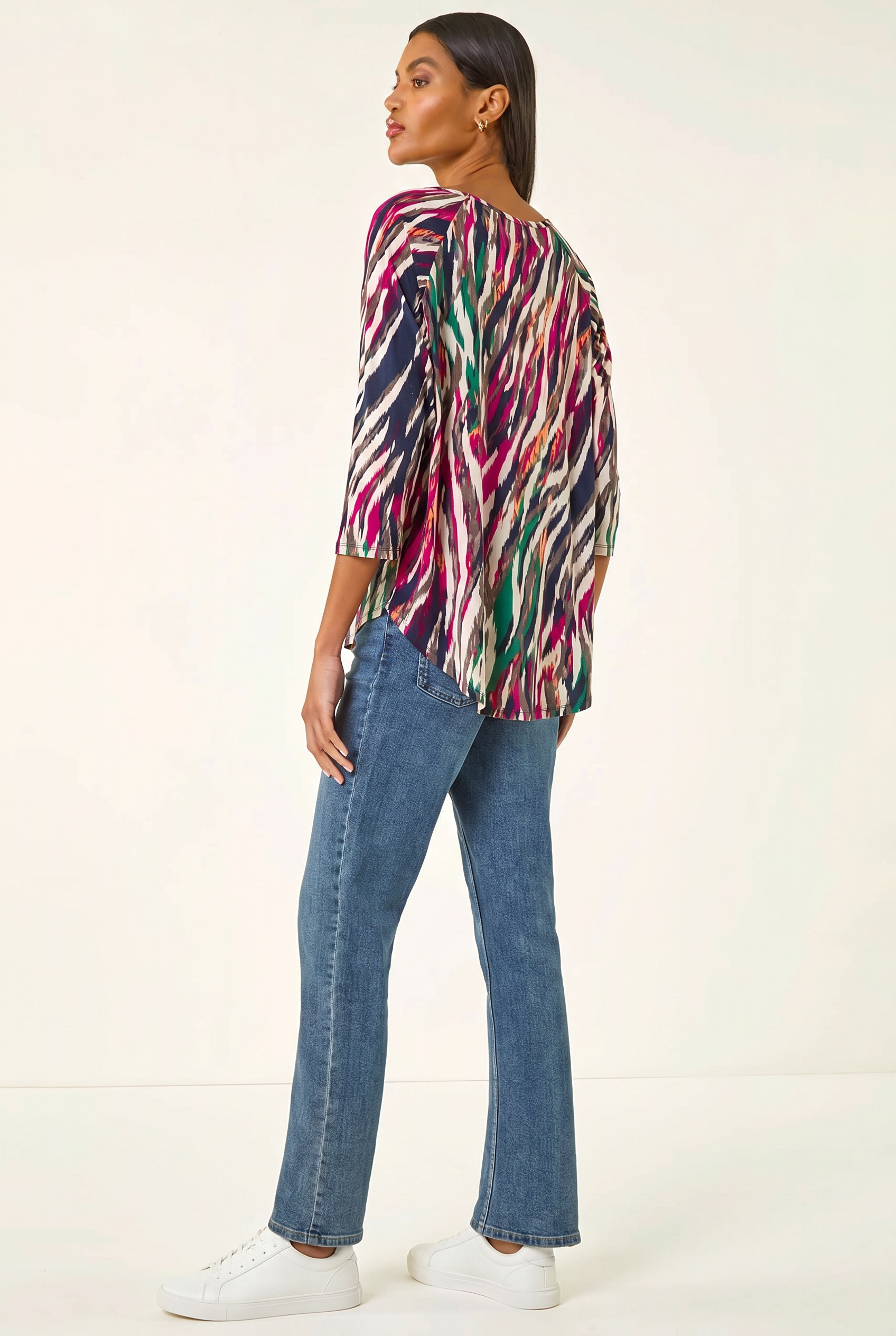 Multi Stripe Print Stretch Tunic Top, Image 4 of 5