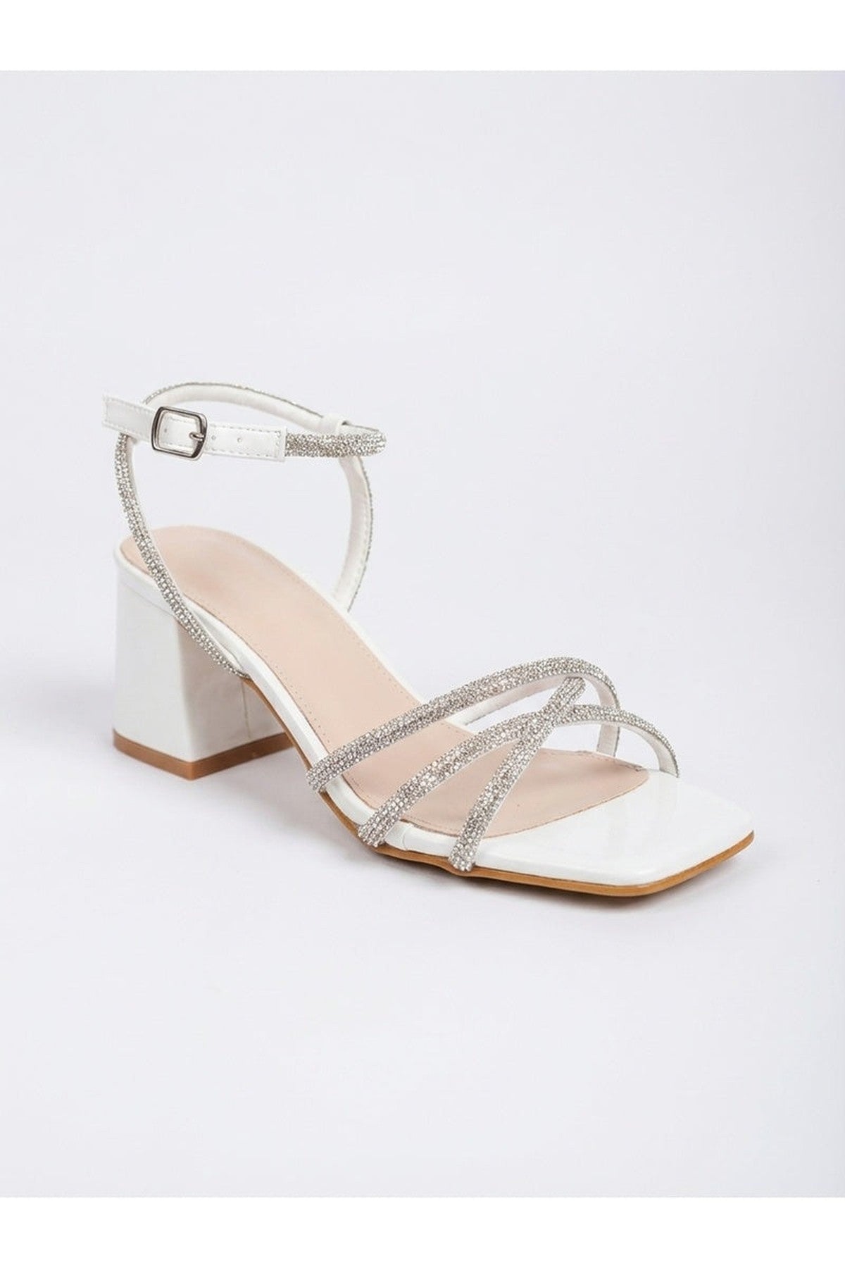 Silver iKrush Silver Willow Rhinestone Block Heel Sandals, Image 5 of 8