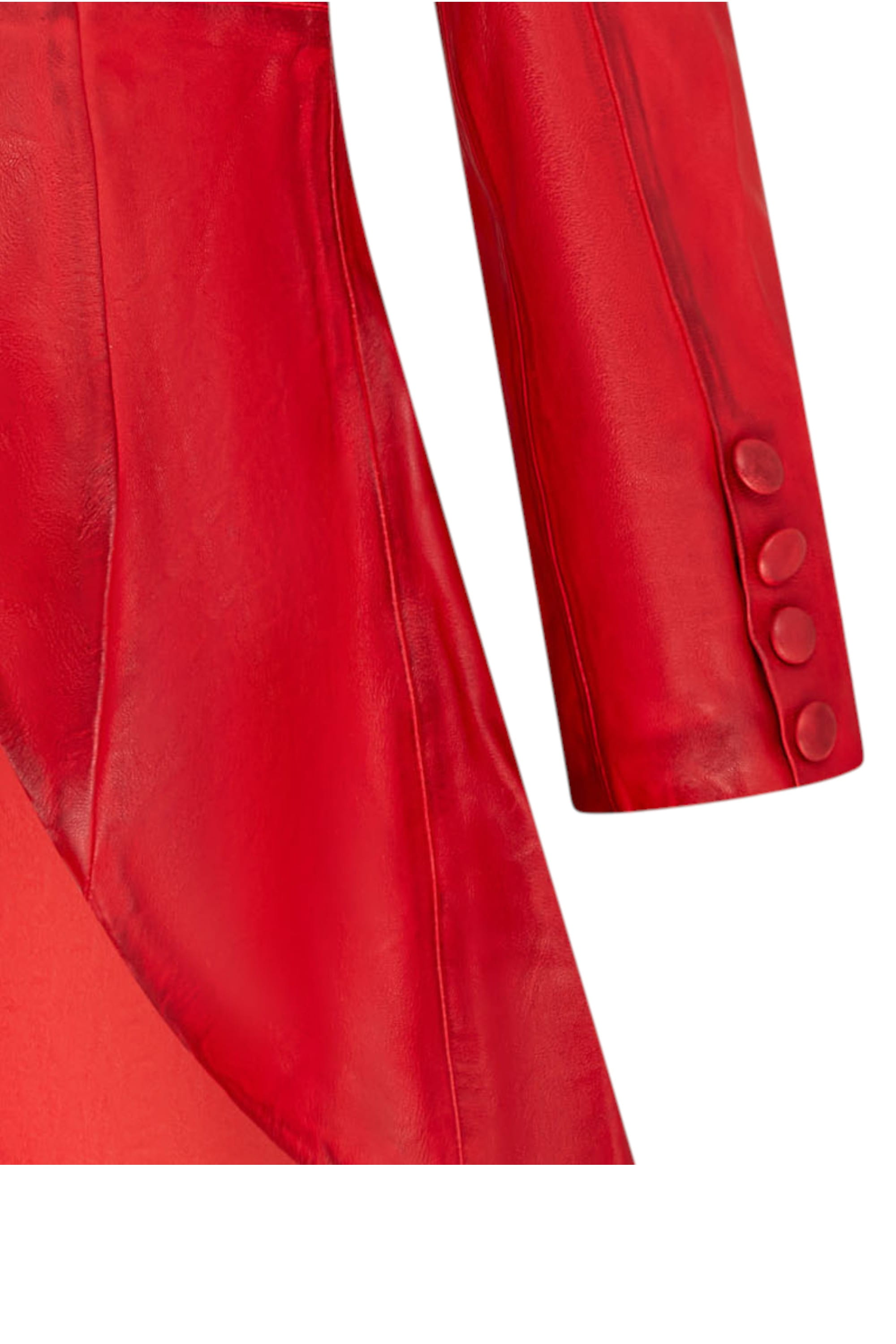 Red Goth Full Length Victorian Leather Coat, Image 6 of 6
